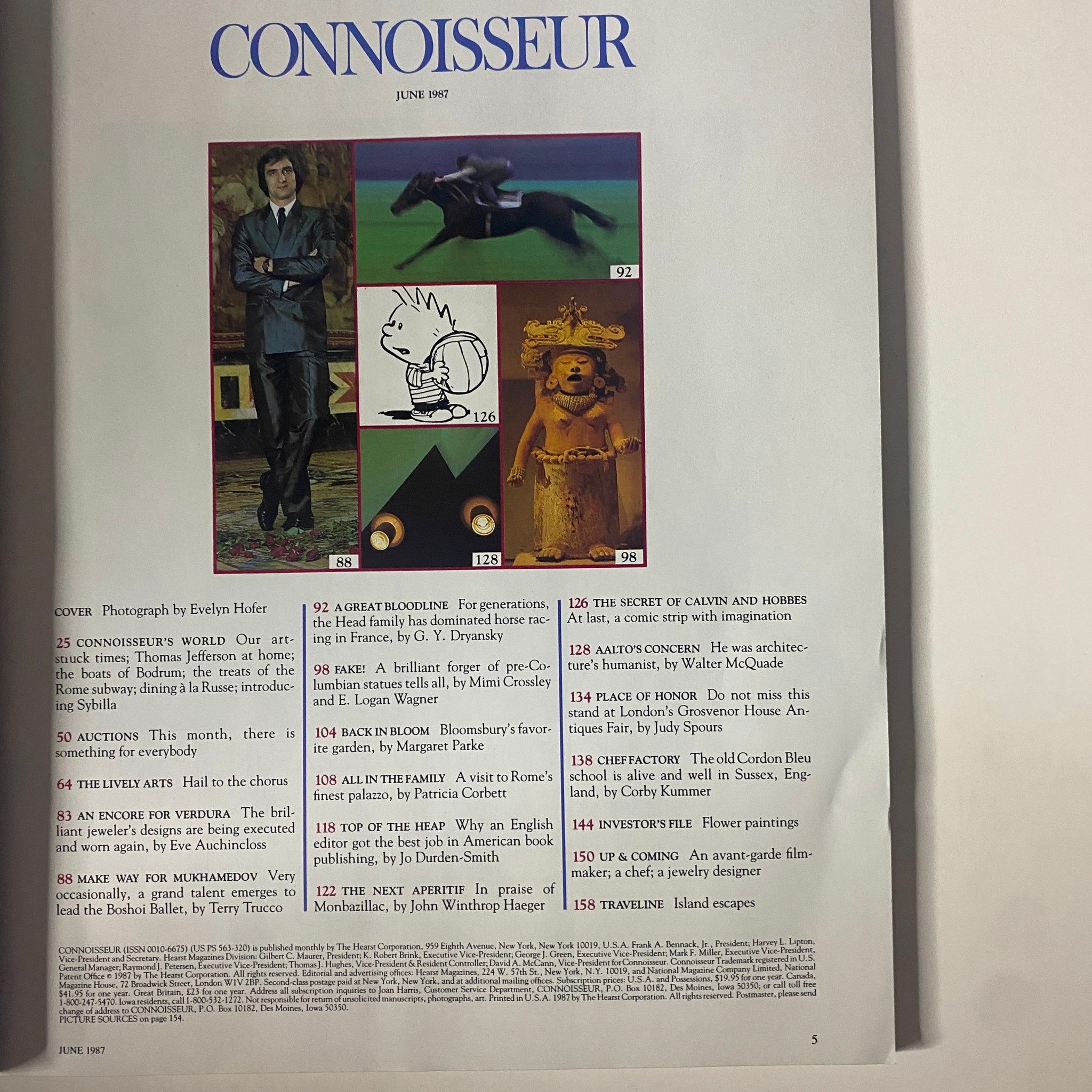 Connoisseur Magazine June 1987 The Finest Palace in Rome No Label VG