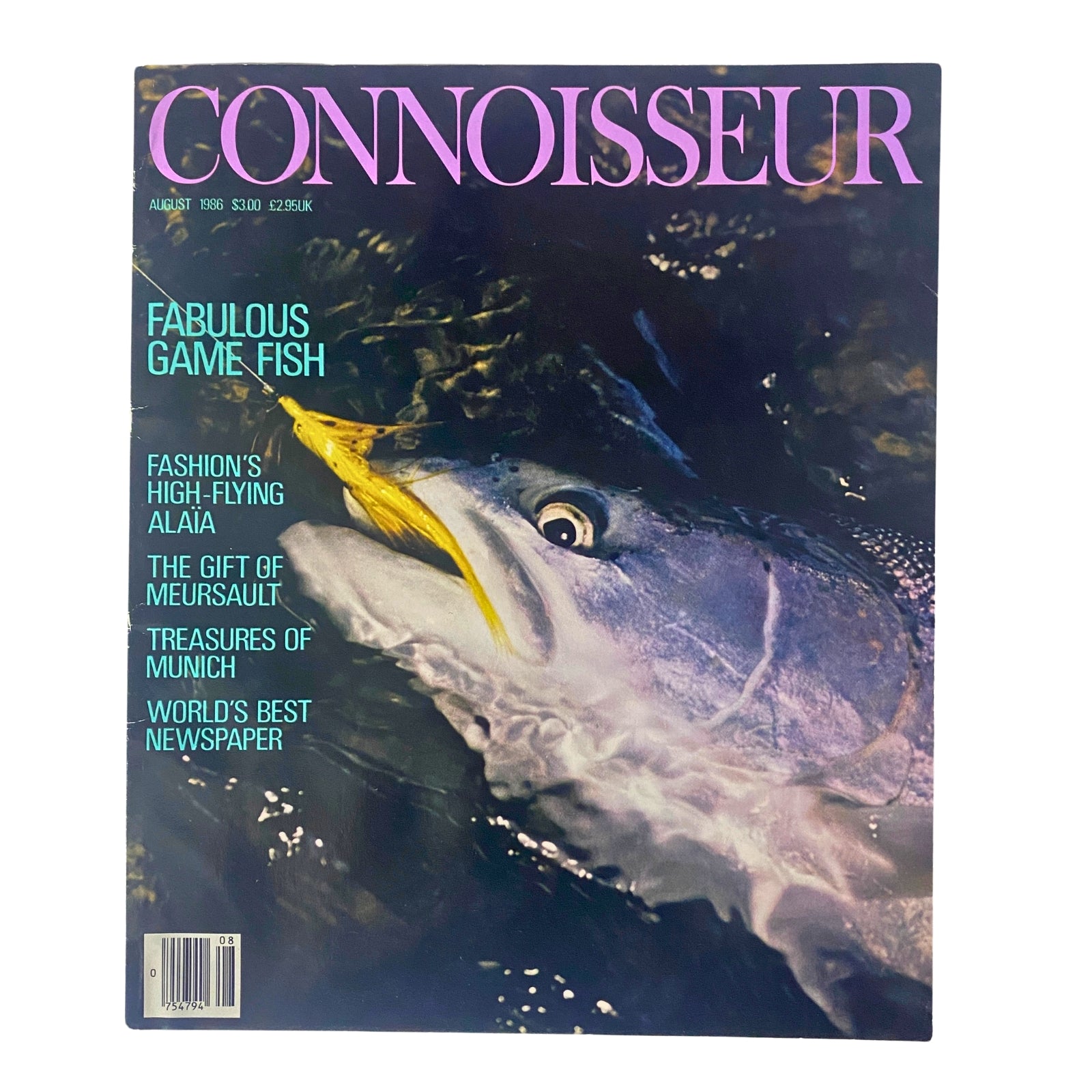 Connoisseur Magazine August 1986 Fabulous Game Fish No Label VG