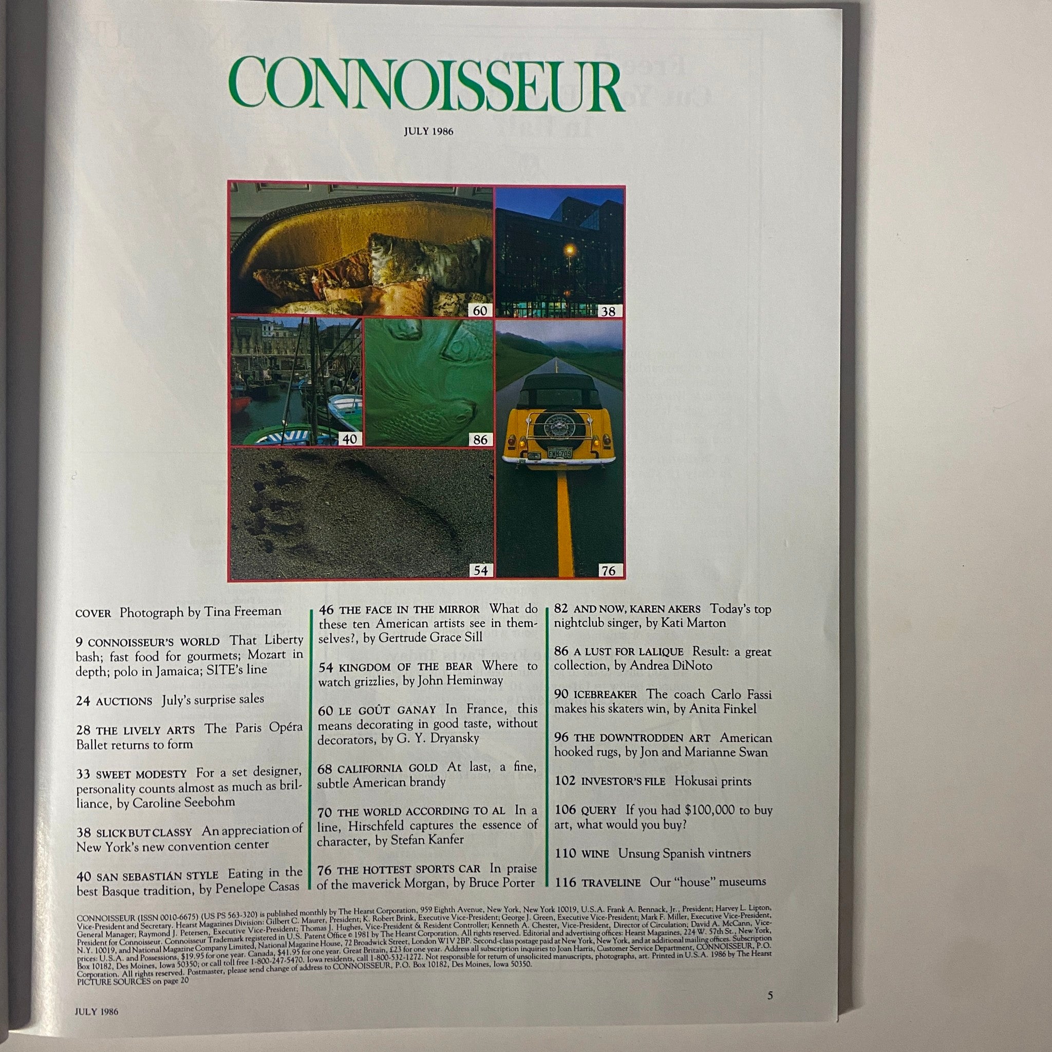 Connoisseur Magazine July 1986 Classic French Door No Label VG