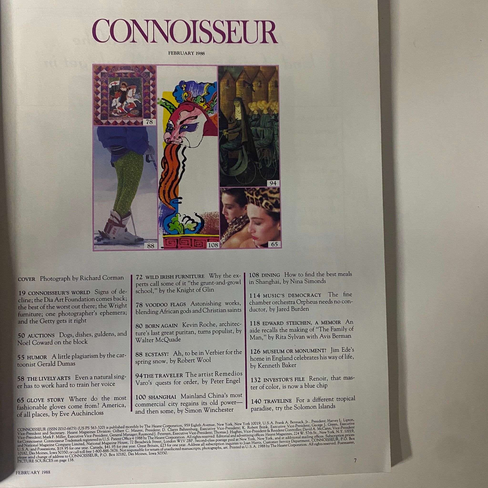 Connoisseur Magazine February 1988 Kevin Roche, Broadway Architect No Label VG