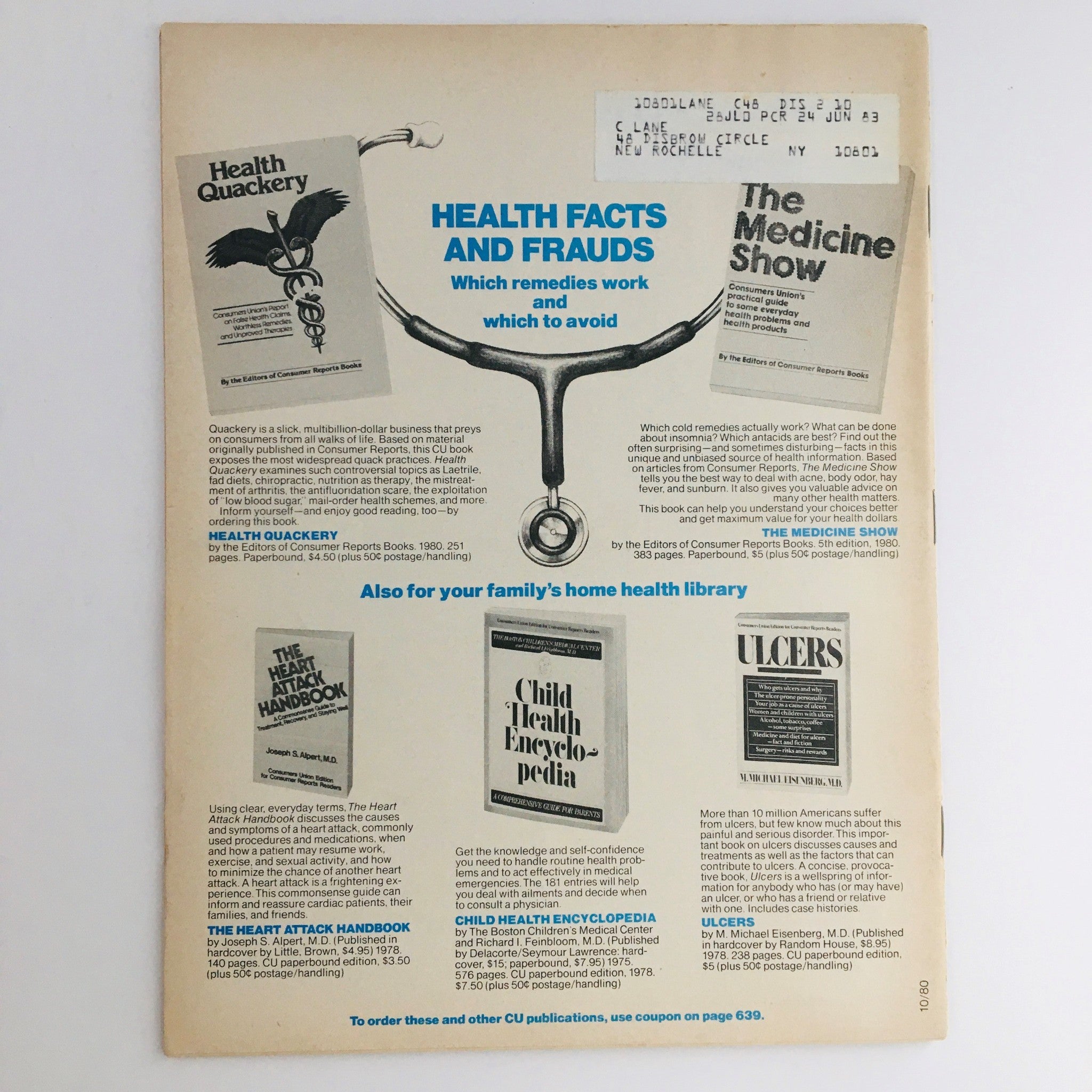 Consumer Reports Magazine October 1980 Costly Physical & No-Frills Alternative