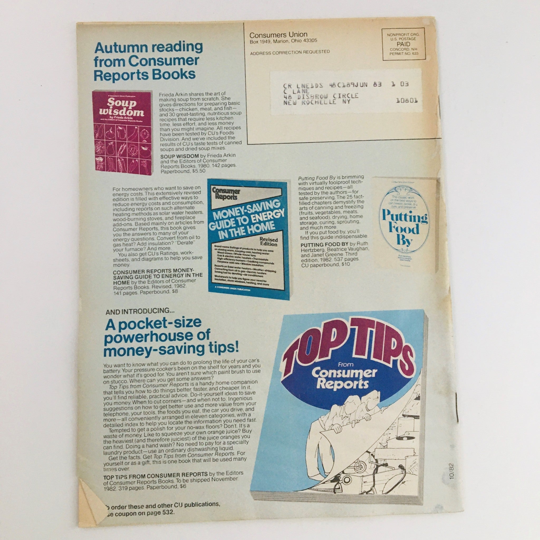 Consumer Reports Magazine October 1982 The Pritikin Program The Claims & Facts