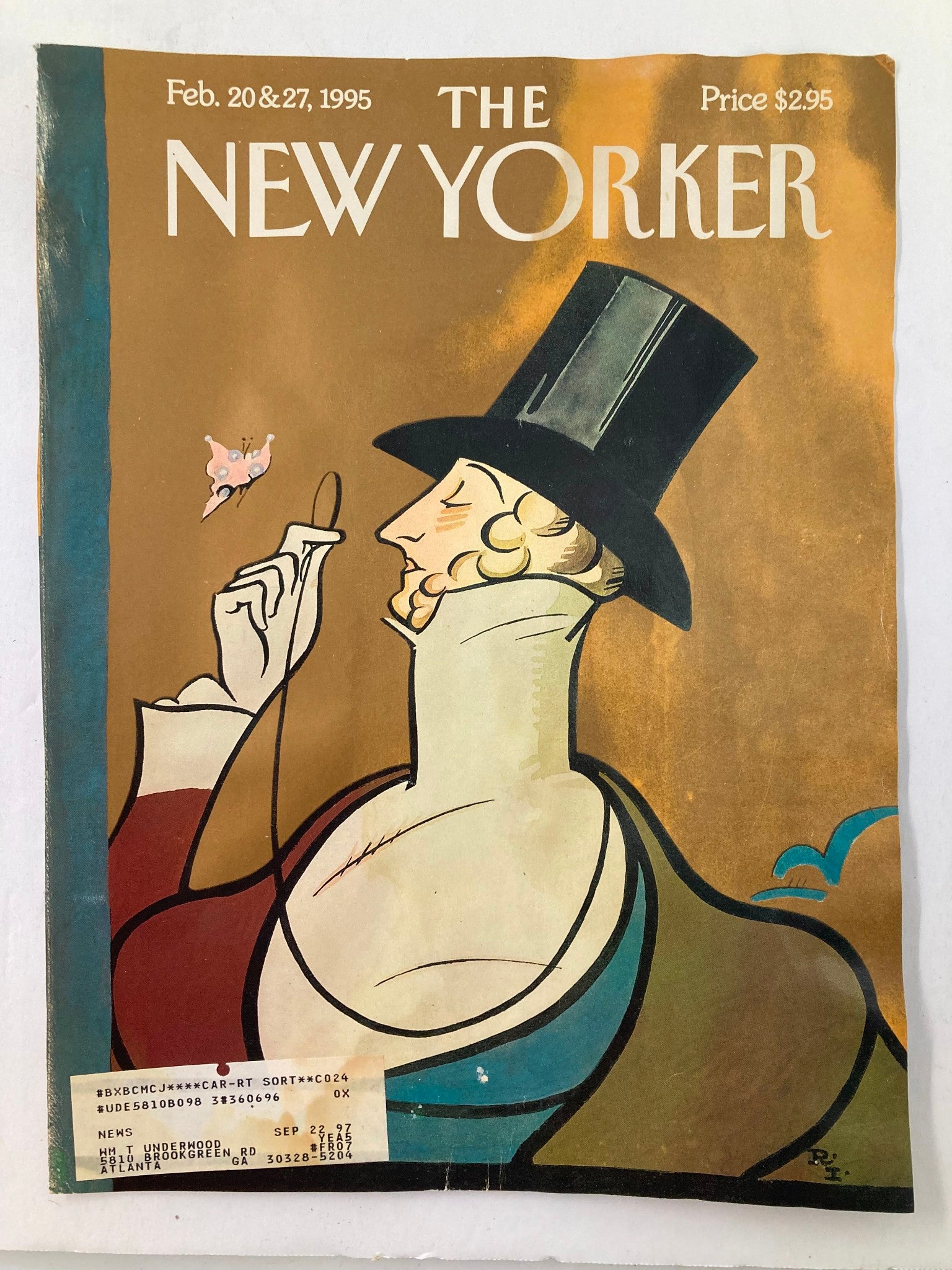 COVER ONLY The New Yorker February 20 & 27 1995 Game Master Tilley by Rea Irvin