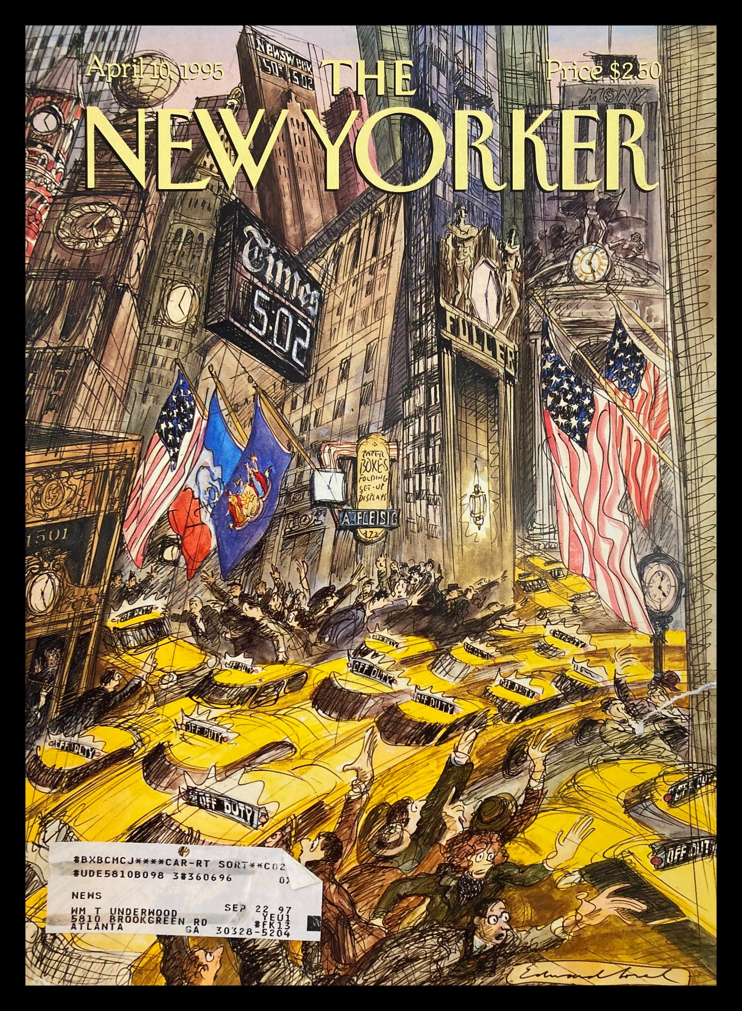 COVER ONLY The New Yorker April 10 1995 Time and Tide by Edward Sorel