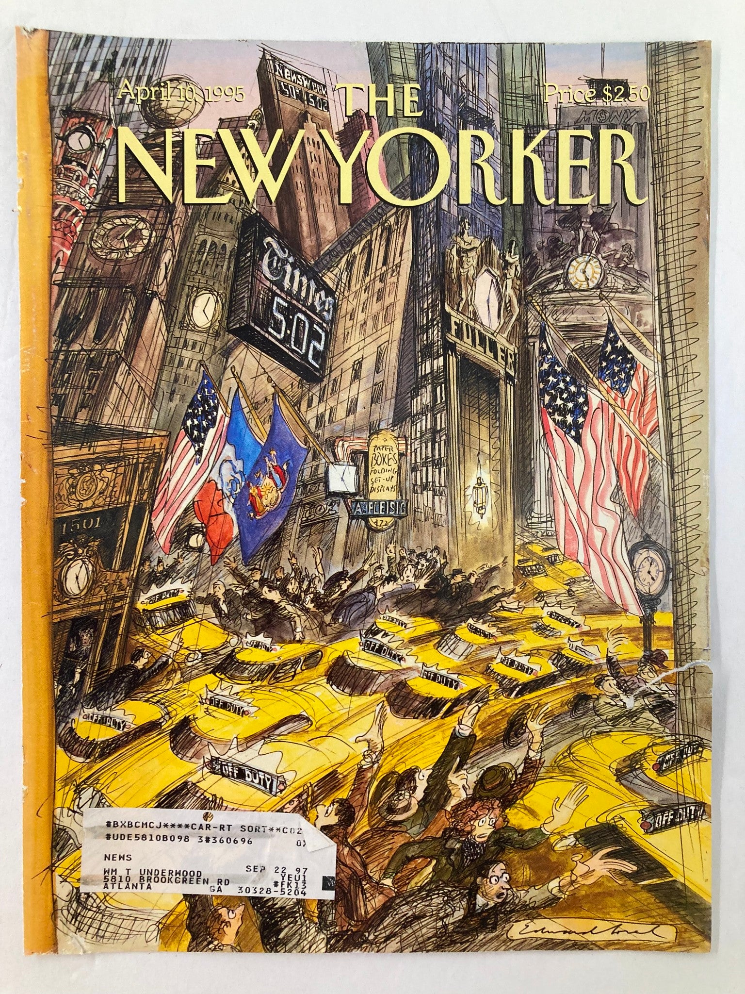 COVER ONLY The New Yorker April 10 1995 Time and Tide by Edward Sorel