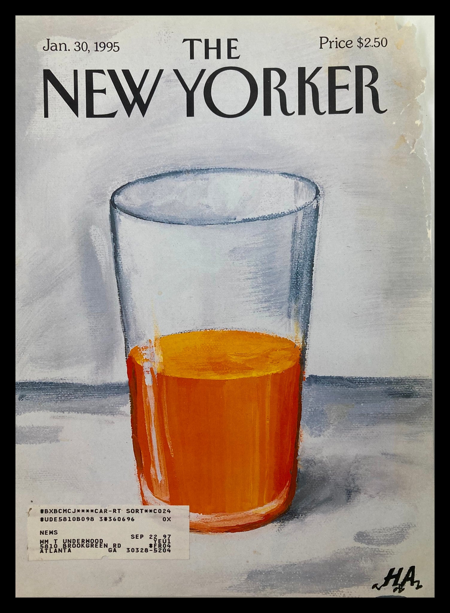 COVER ONLY The New Yorker January 30 1995 A Bit of OJ To Start The Day by HA