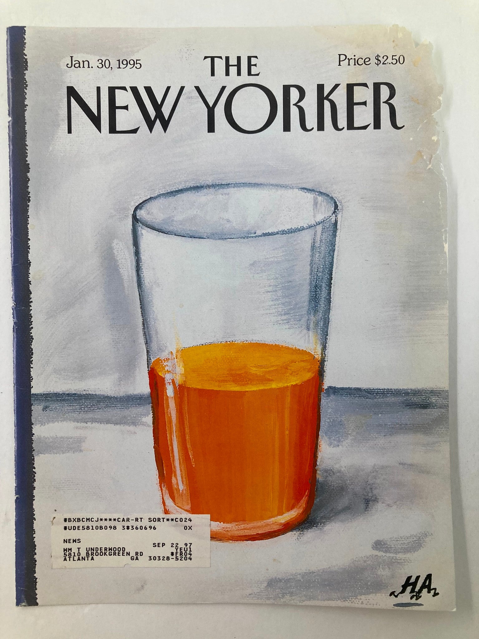 COVER ONLY The New Yorker January 30 1995 A Bit of OJ To Start The Day by HA