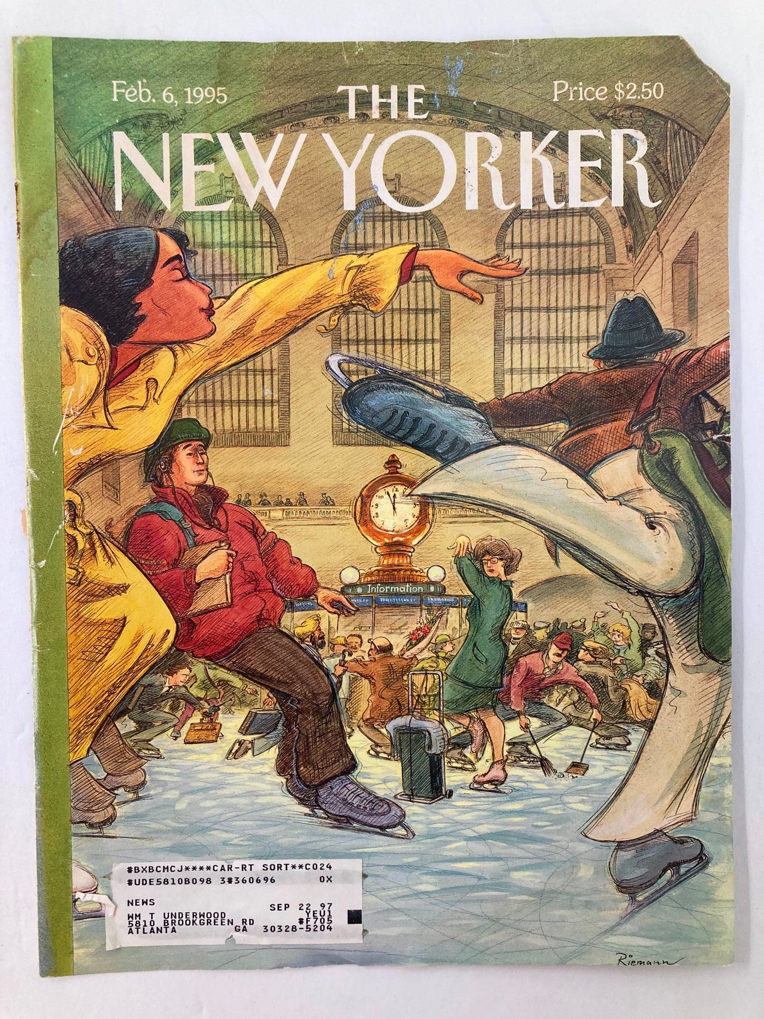 COVER ONLY The New Yorker February 6 1995 Grand Central Rink by George Riemann