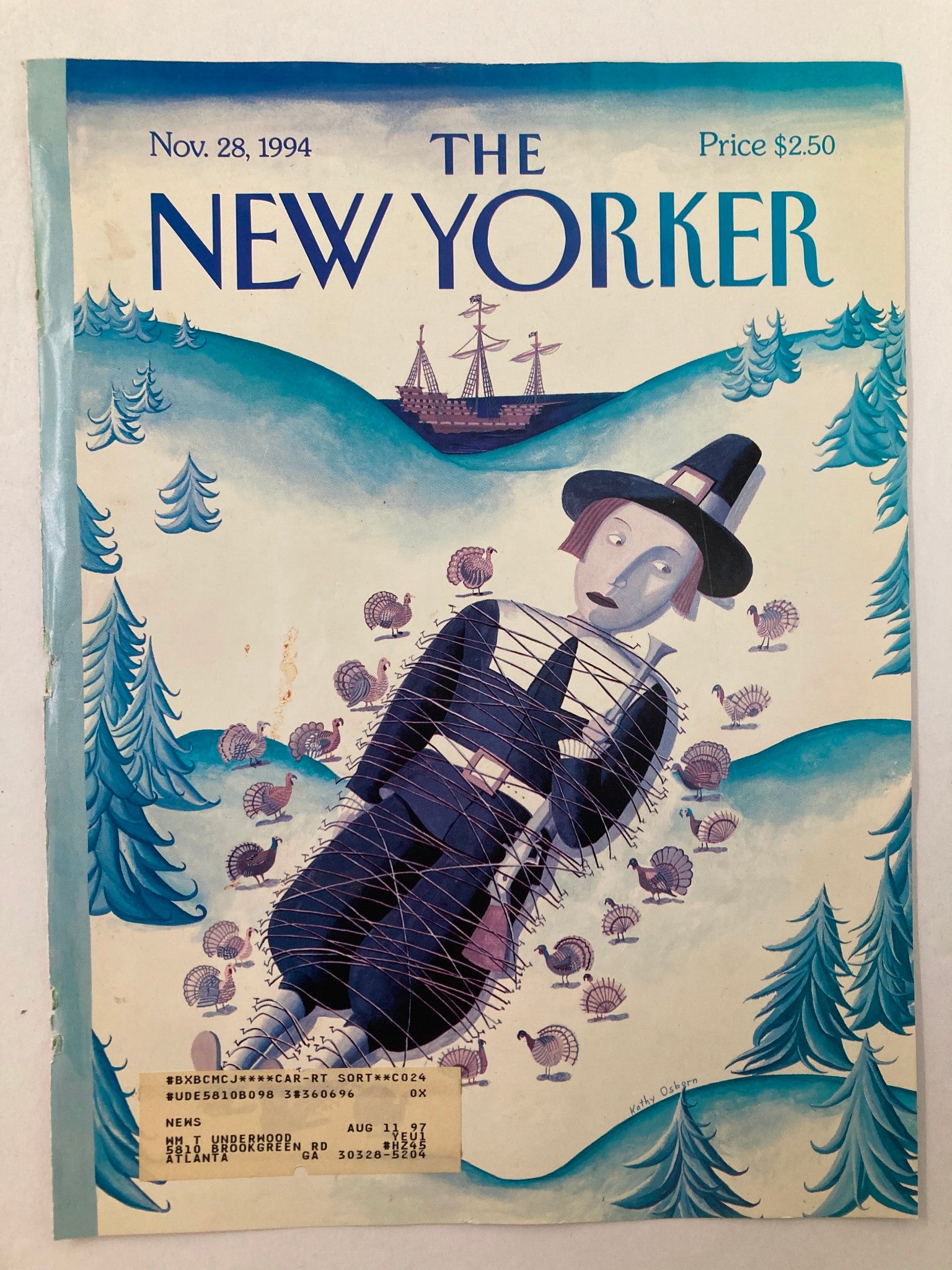 COVER ONLY The New Yorker November 28 1994 Thanksgiving by Kathy Osborn