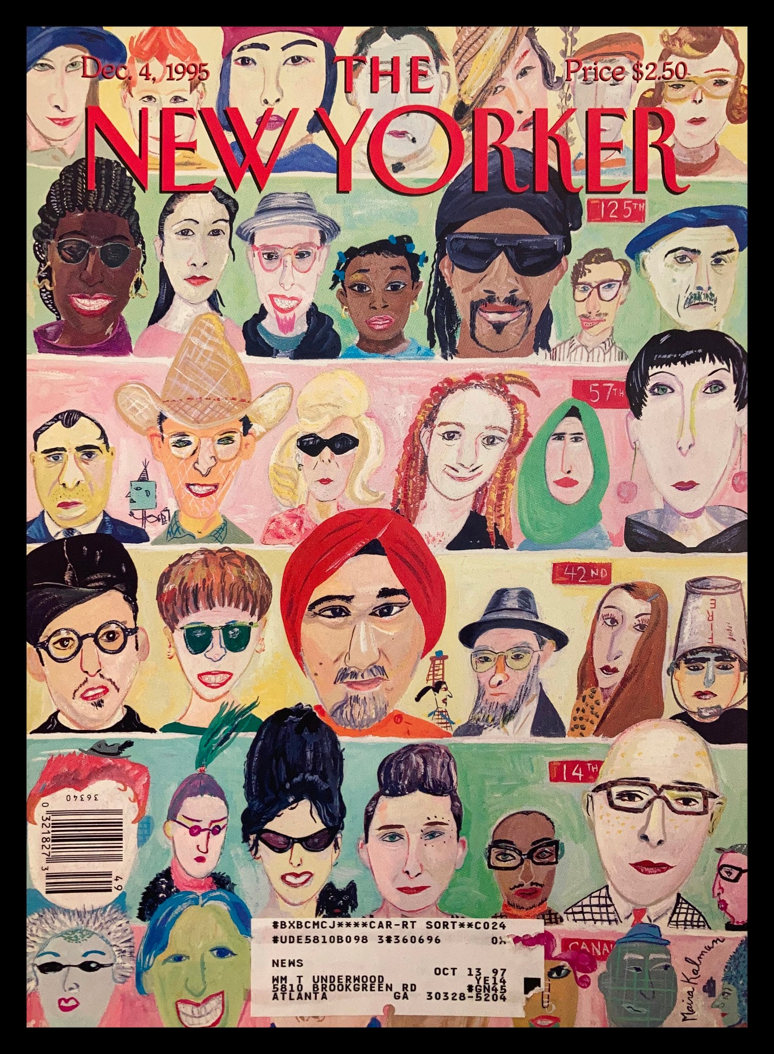 COVER ONLY The New Yorker December 4 1995 Crosstown Traffic by Maira Kalman