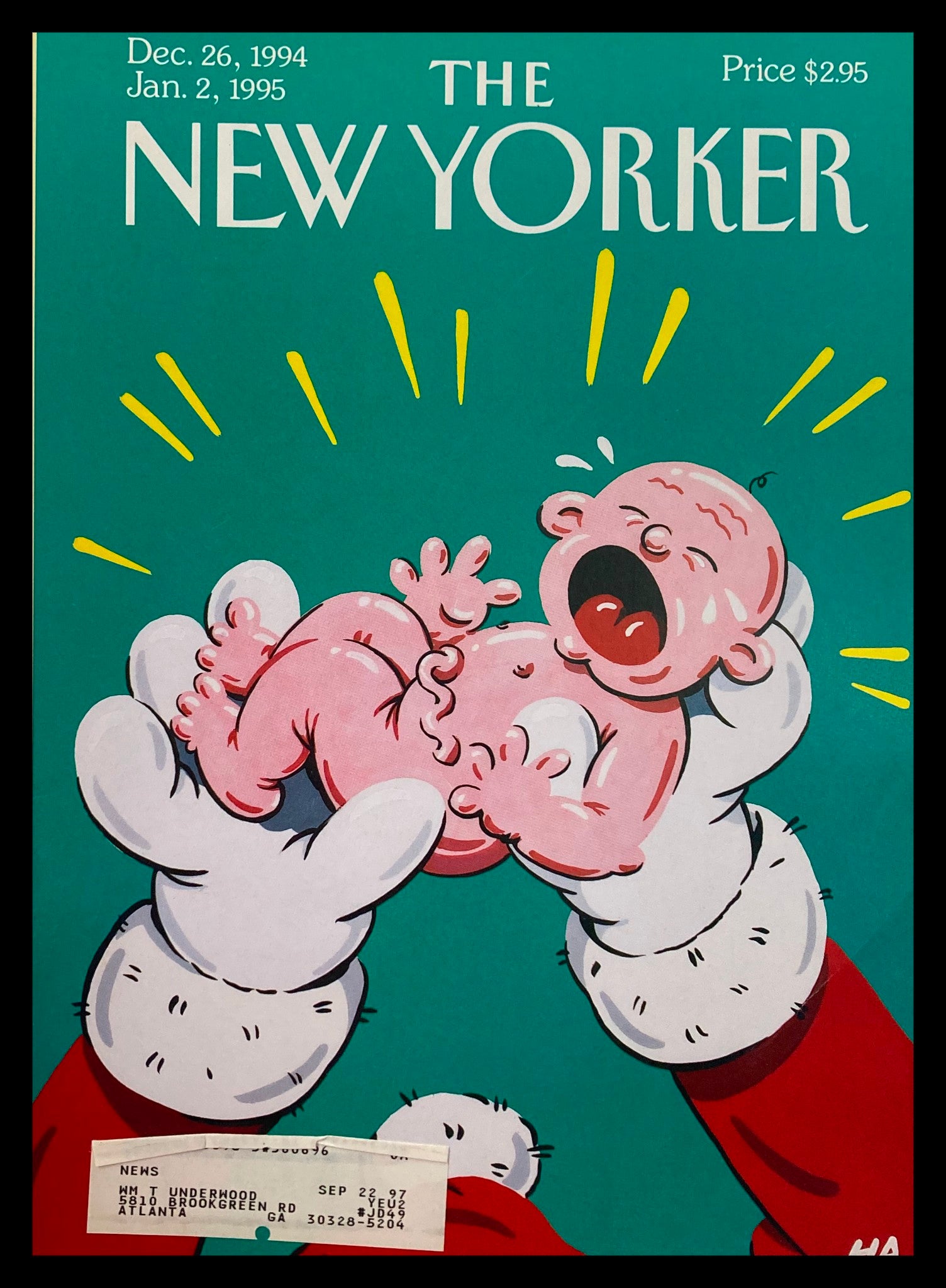 COVER ONLY The New Yorker December 26 1994 Happy New Year by Bob "HA" Zoell