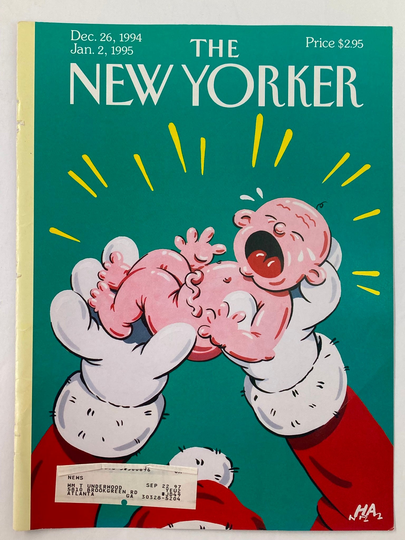 COVER ONLY The New Yorker December 26 1994 Happy New Year by Bob "HA" Zoell