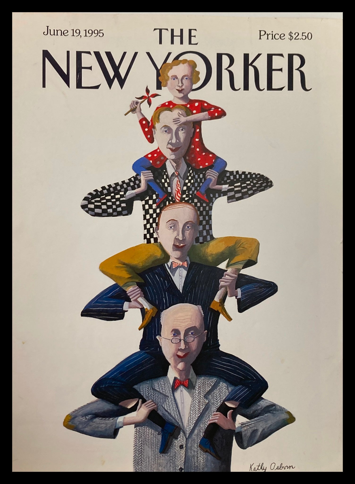 The New Yorker Cover June 19 1995 featuring a whimsical illustration by Kathy Osborn, depicting a stack of characters celebrating Father's Day.