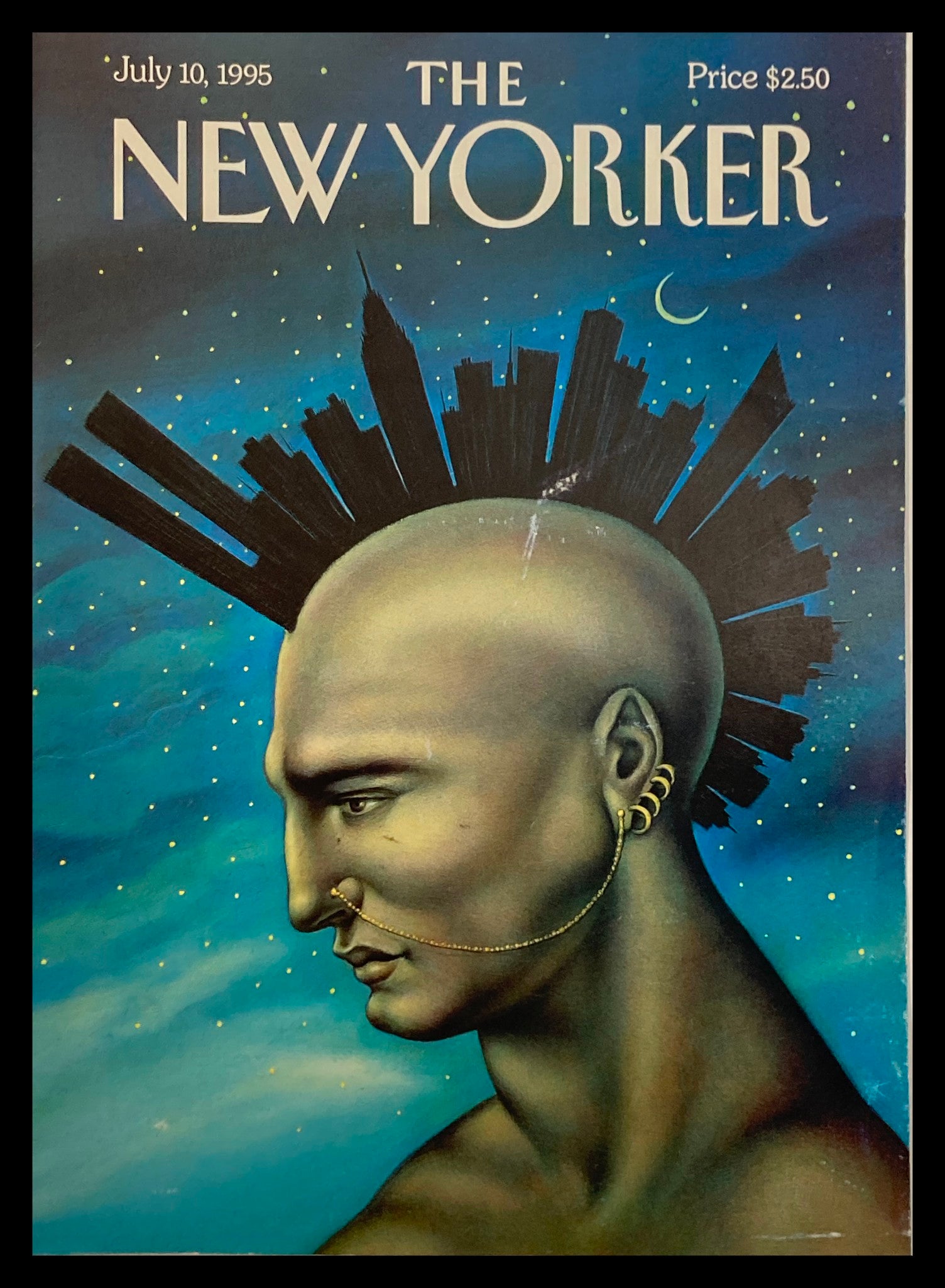 COVER ONLY The New Yorker July 10 1995 Mohawk Manhattan by Anita Kunz