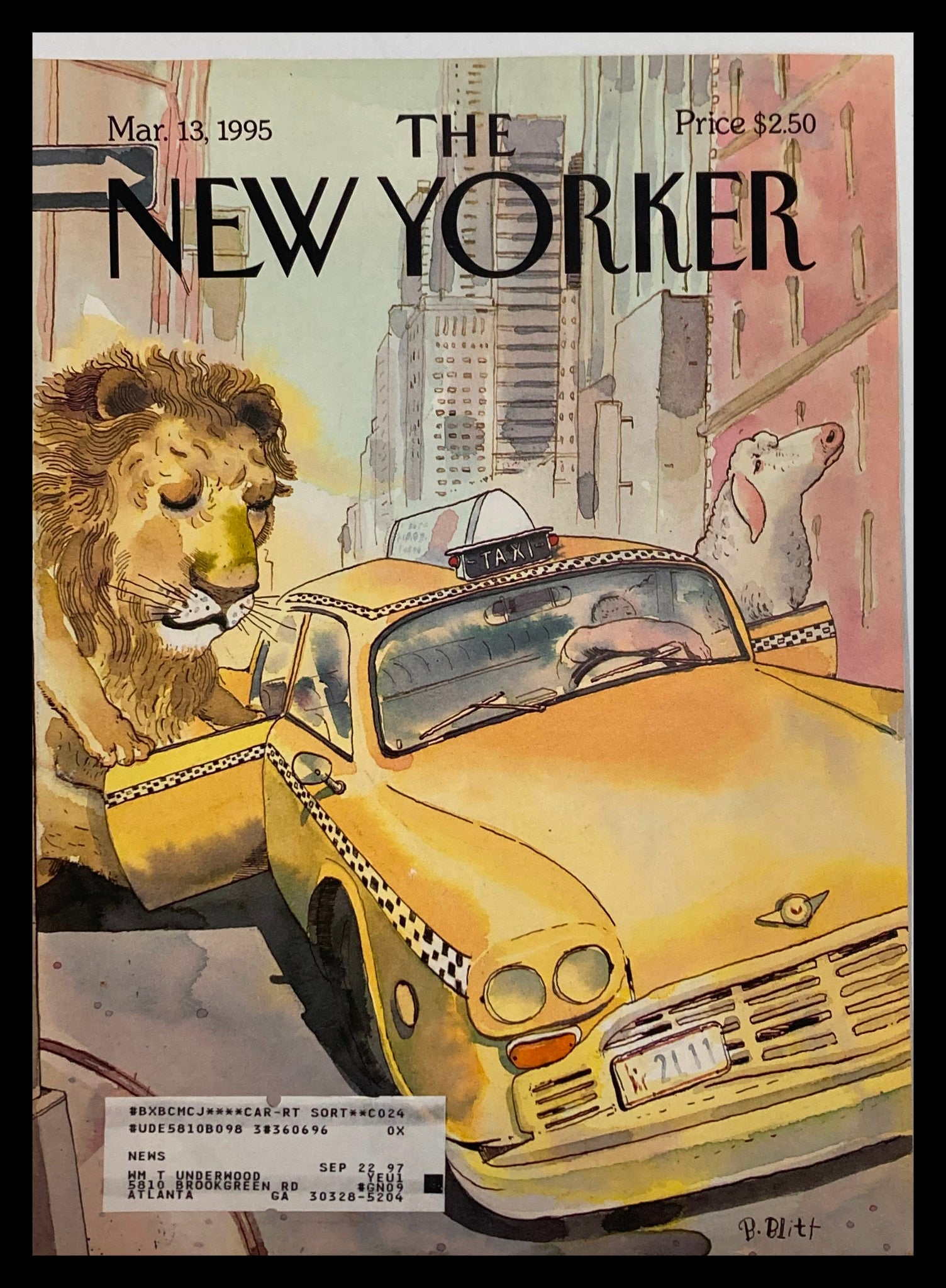 COVER ONLY The New Yorker March 13 1995 Rides of March by Barry Blitt