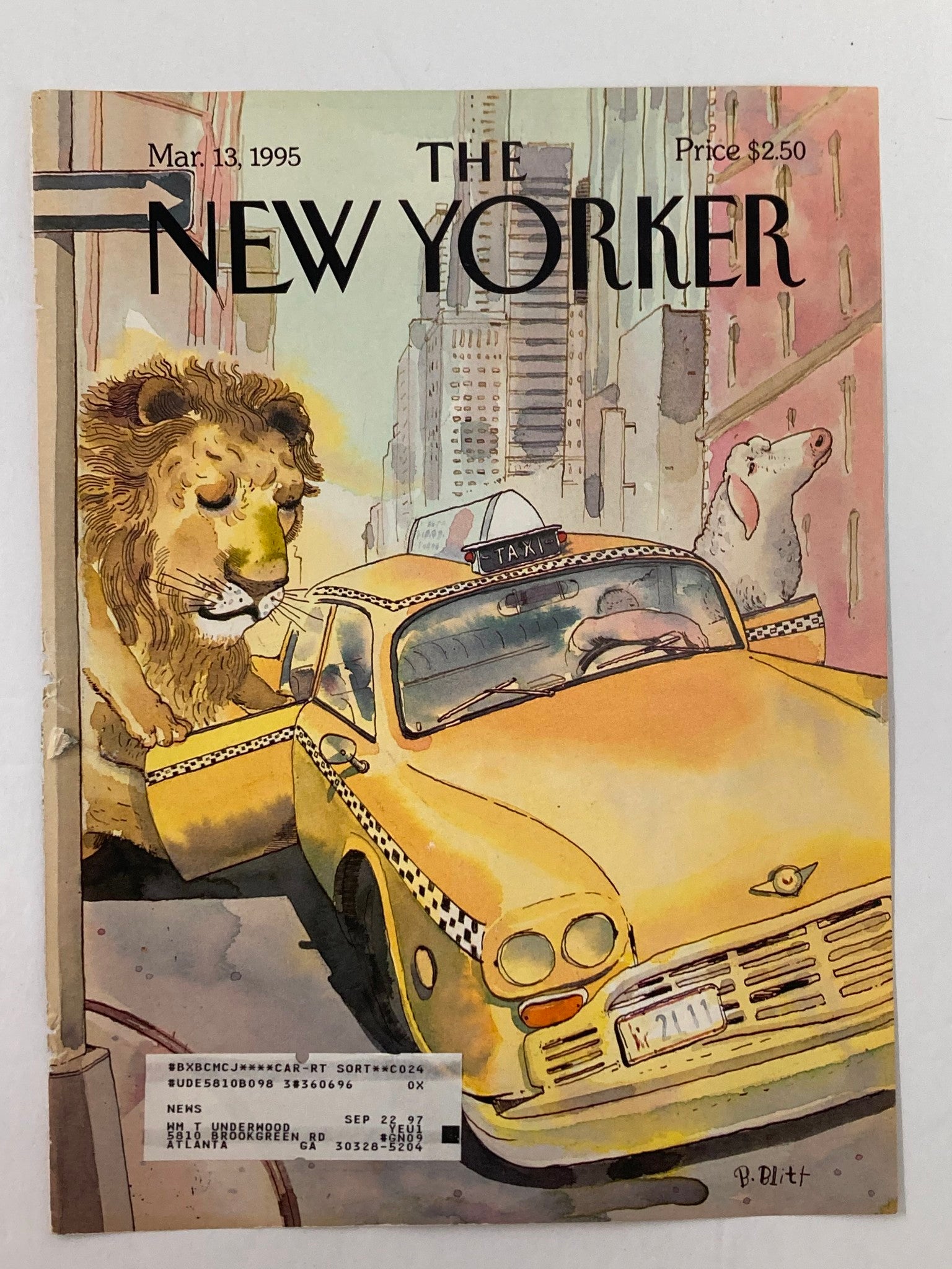 COVER ONLY The New Yorker March 13 1995 Rides of March by Barry Blitt