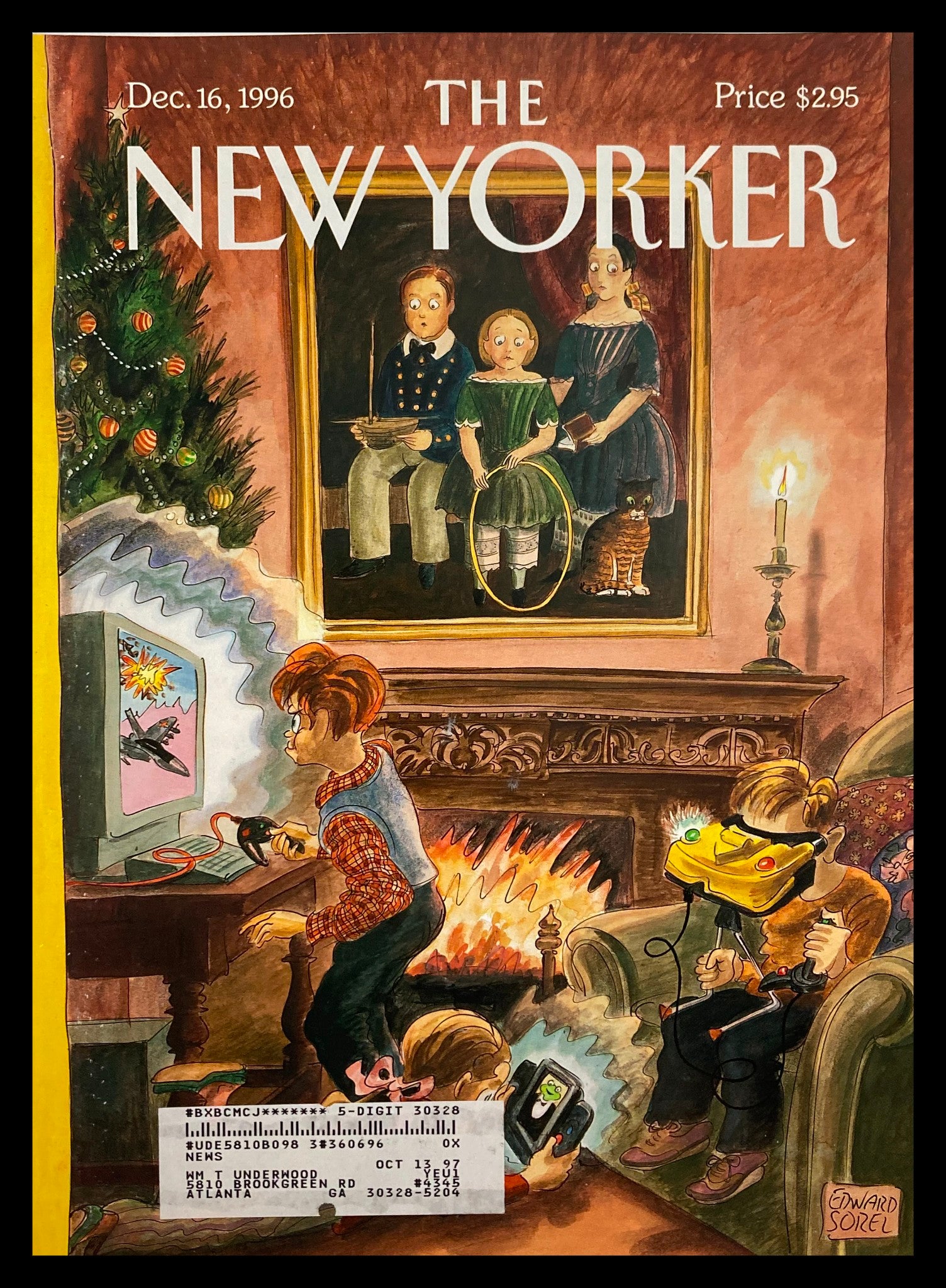 COVER ONLY The New Yorker December 16 1996 Vide Games by Edward Sorel