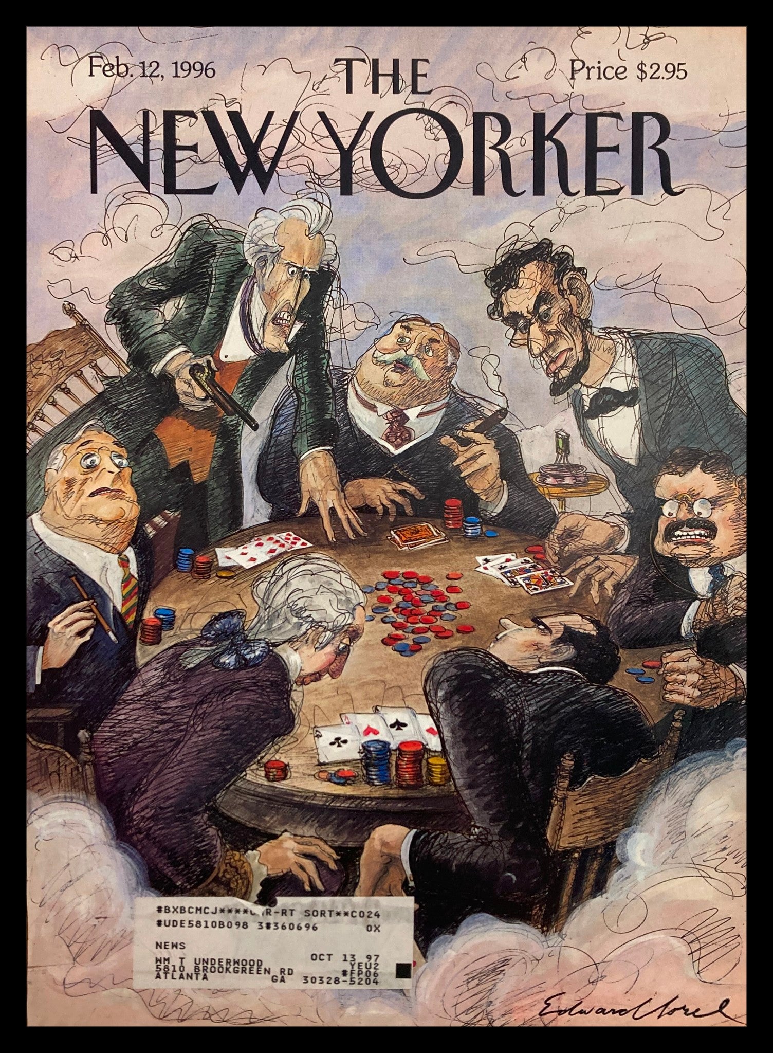 COVER ONLY The New Yorker February 12 1996 All In by Edward Sorel