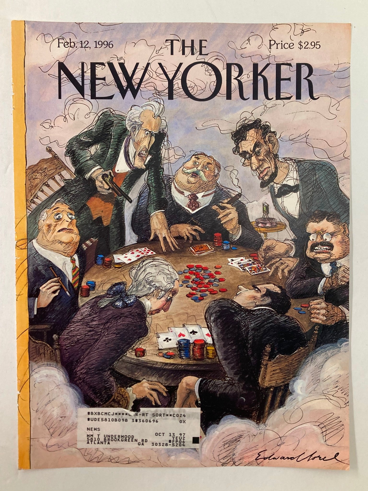 COVER ONLY The New Yorker February 12 1996 All In by Edward Sorel