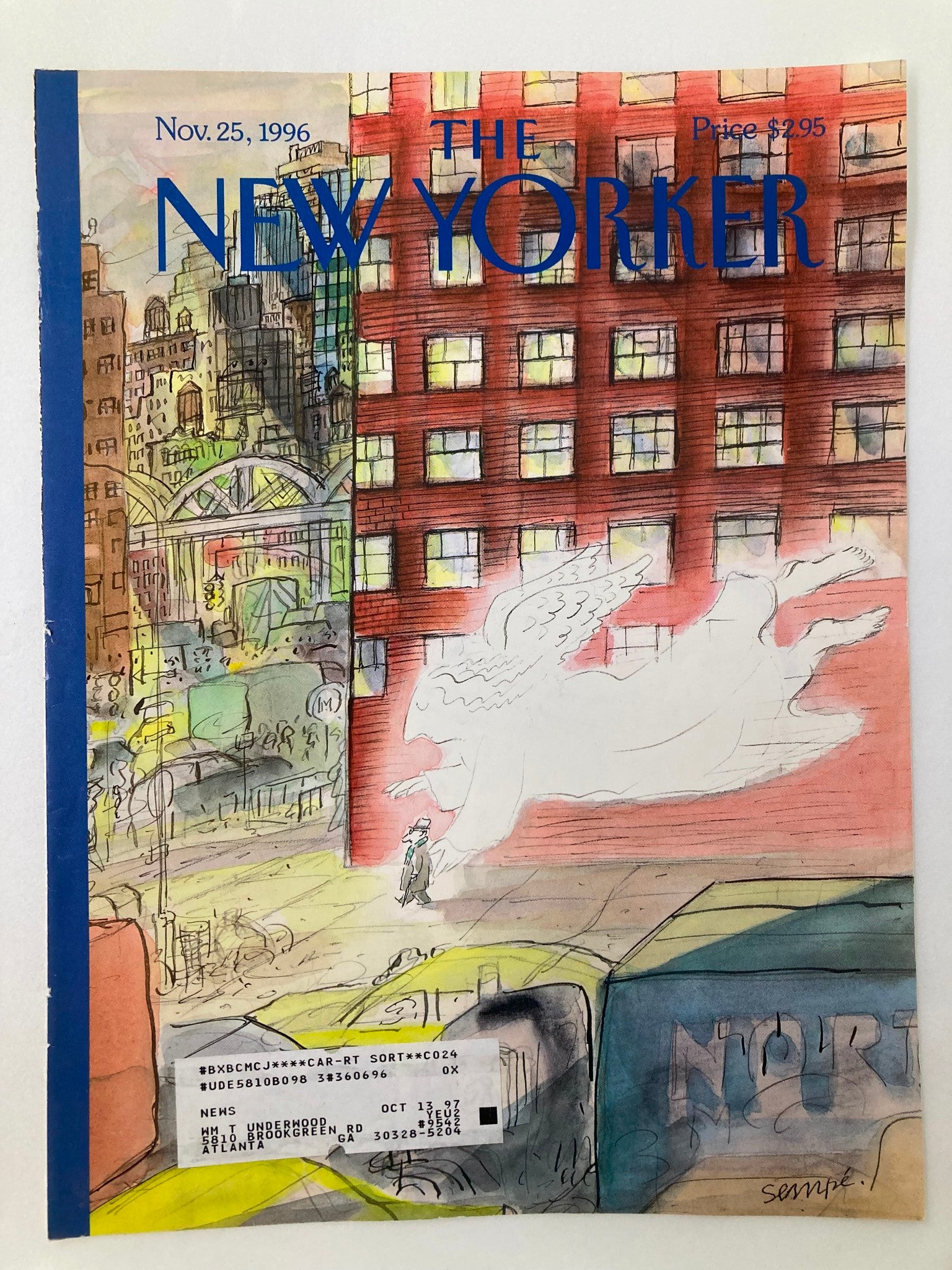 COVER ONLY The New Yorker November 25 1996 Guardian Angel by J. J. Sempe