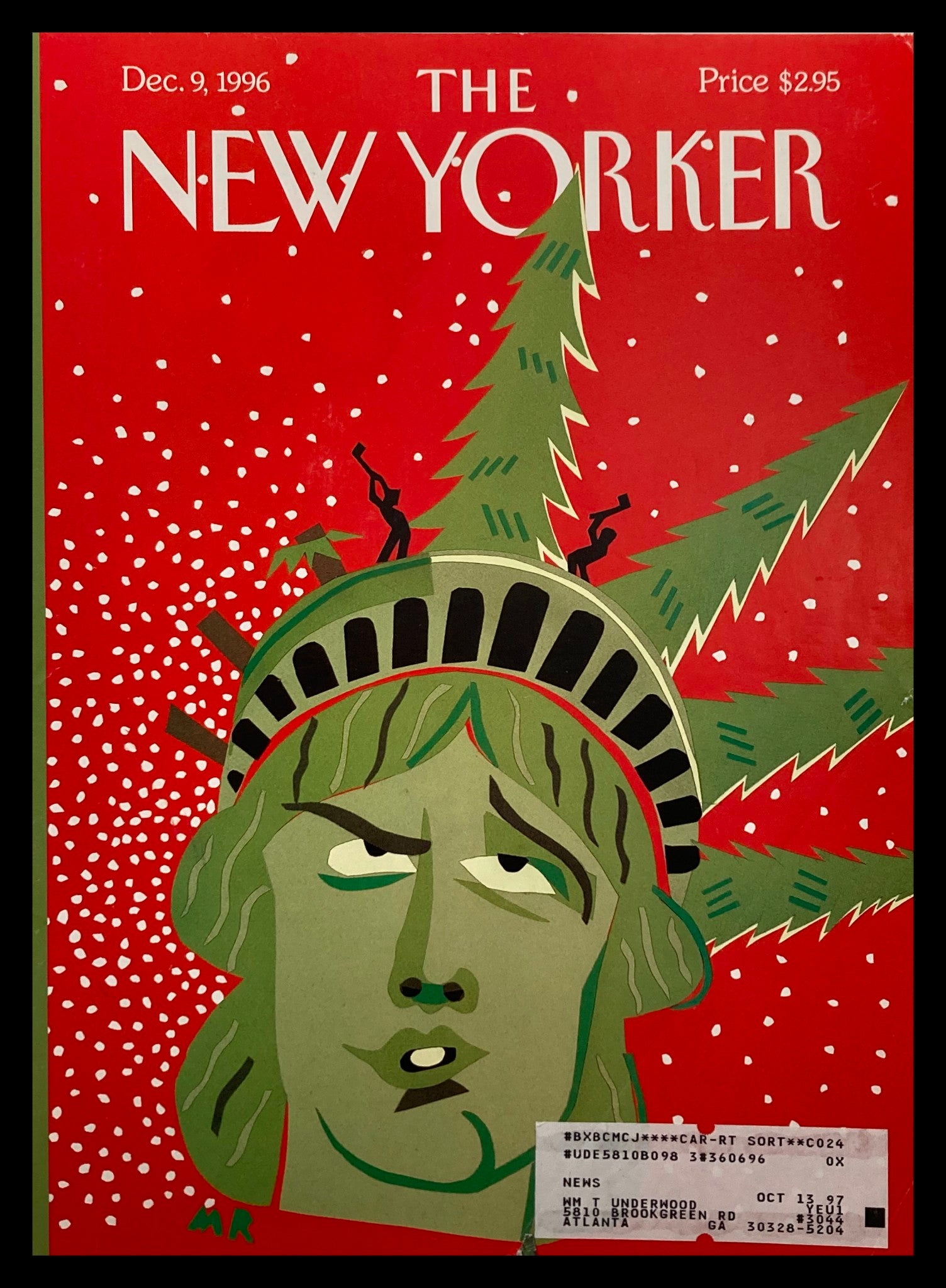 COVER ONLY The New Yorker December 9 1996 Christmas Chopping by Michael Roberts