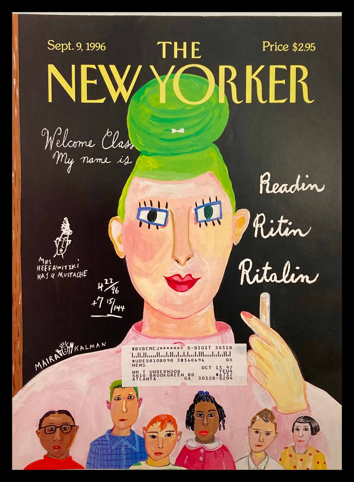 COVER ONLY The New Yorker September 9 1996 The Three Rs by Maira Kalman