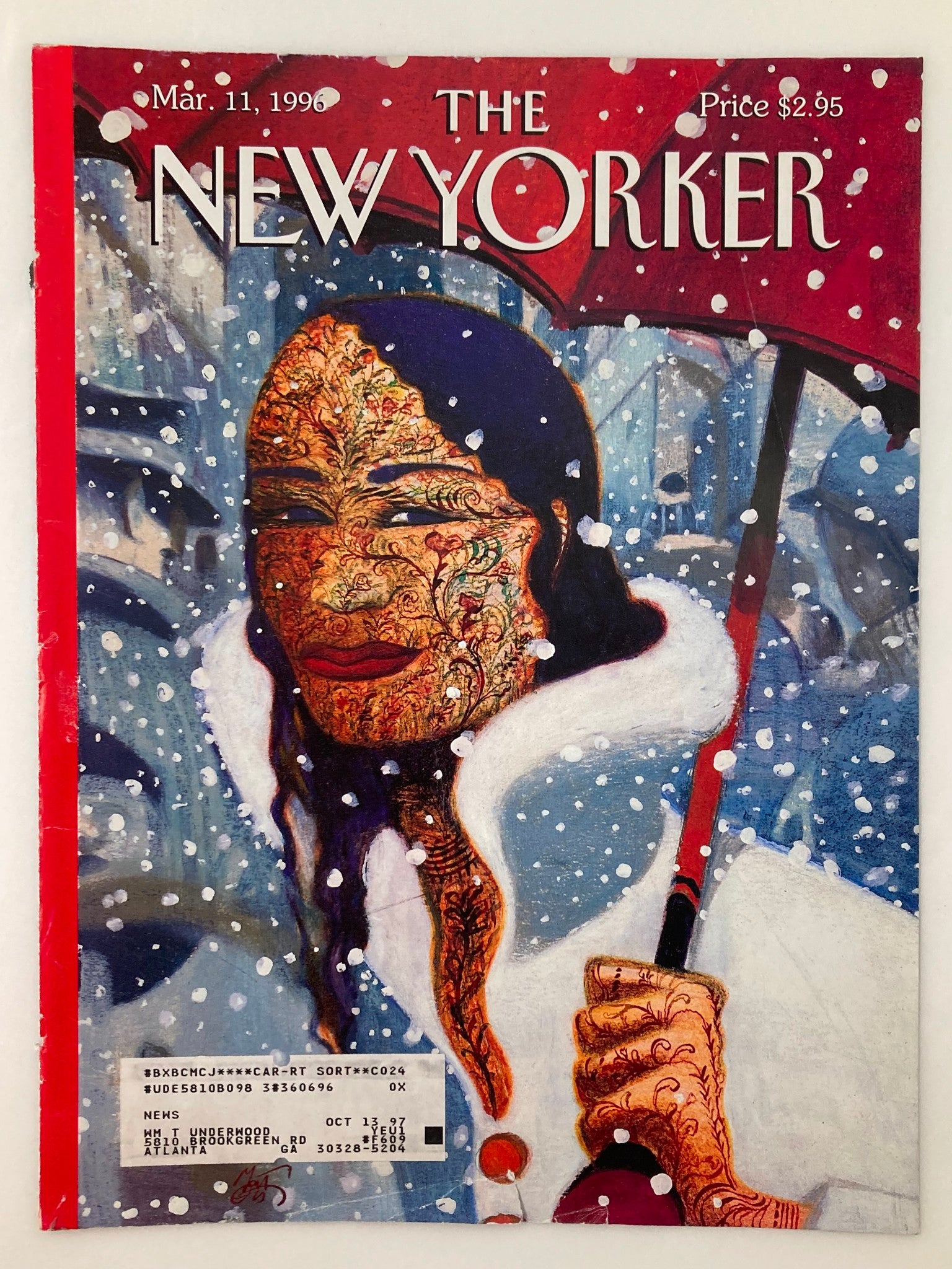 COVER ONLY The New Yorker March 11 1996 Warm Front by Lorenzo Mattotti