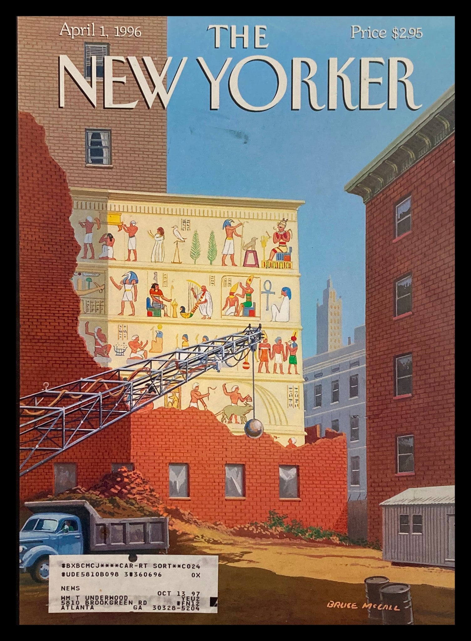 COVER ONLY The New Yorker April 1 1996 Landmarks Commission by Bruce McCall