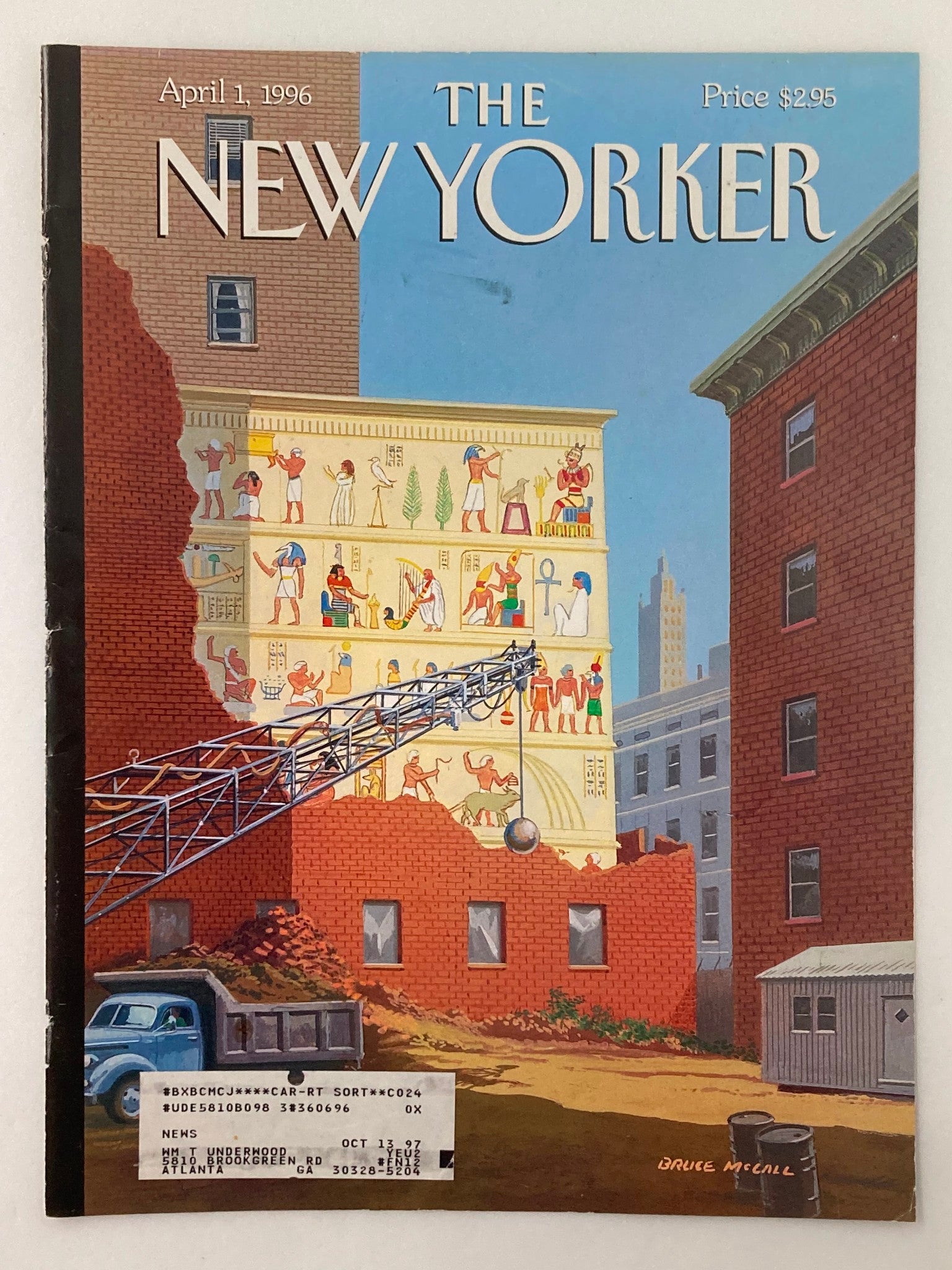 COVER ONLY The New Yorker April 1 1996 Landmarks Commission by Bruce McCall