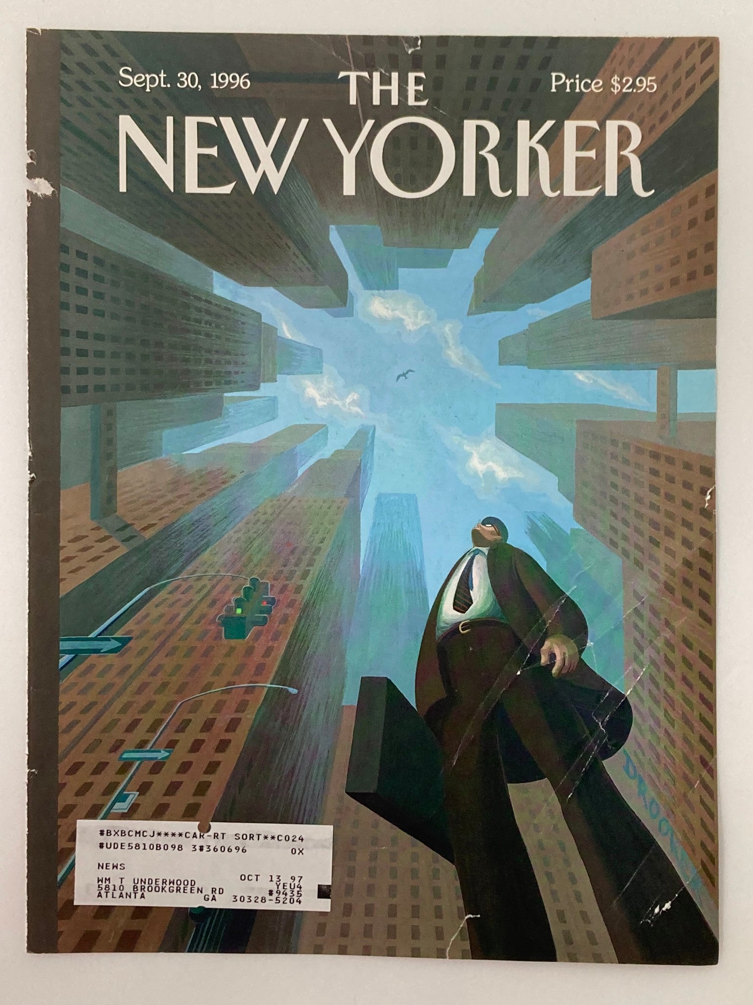 COVER ONLY The New Yorker September 30 1996 Upwardly Mobile by Eric Drooker