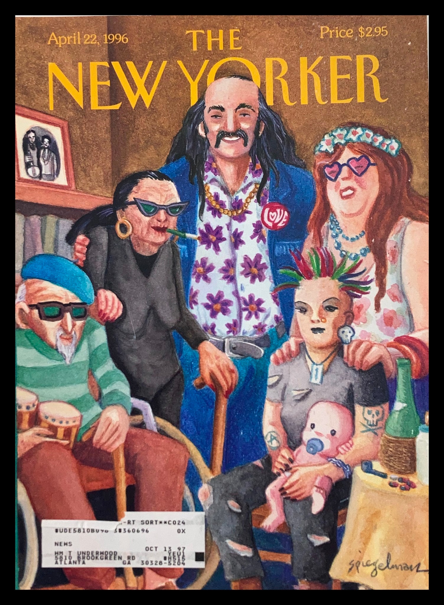 COVER ONLY The New Yorker April 22 1996 Modern Family by Art Spiegelman