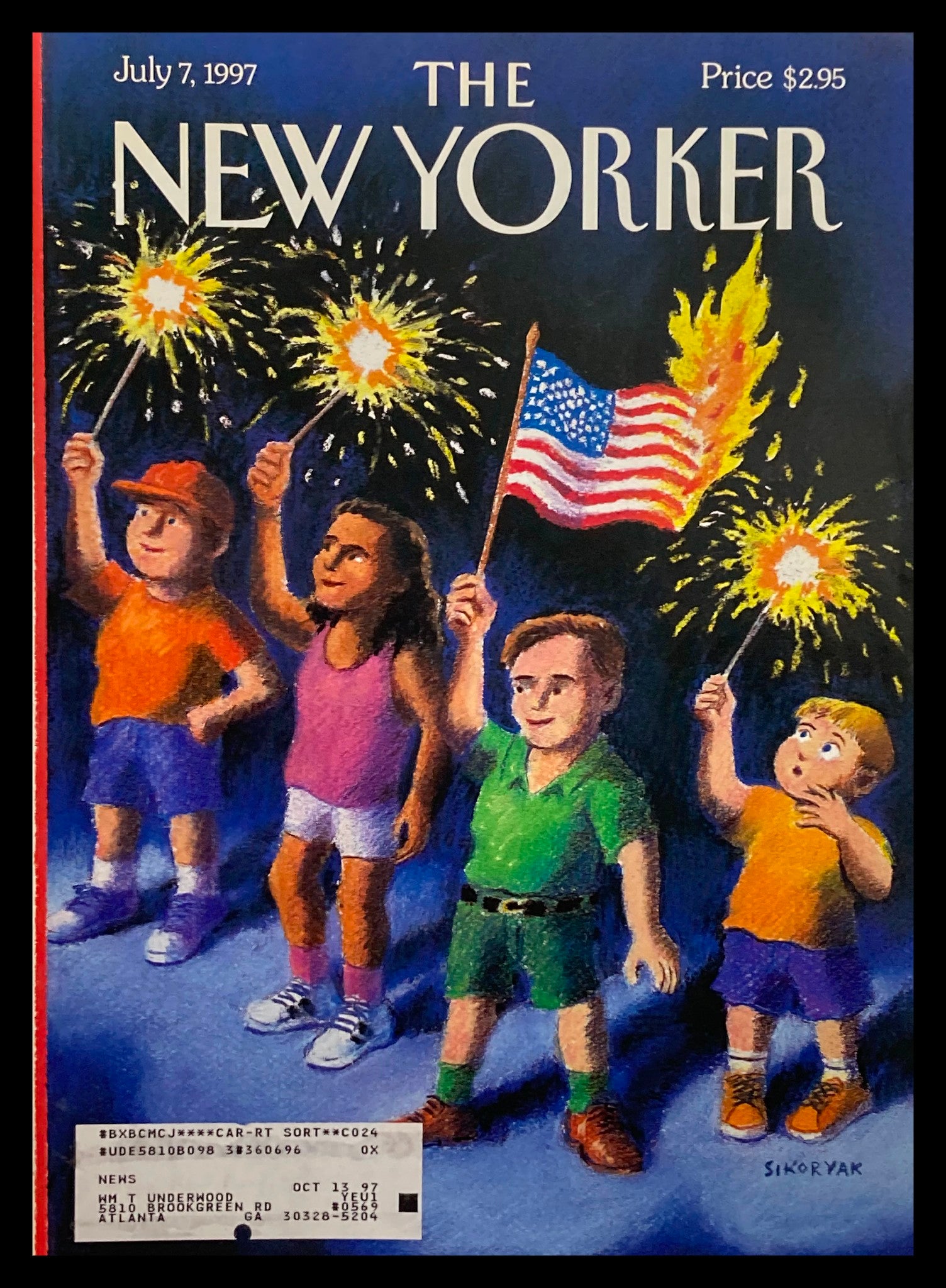 COVER ONLY The New Yorker July 7 1997 Fireworks by Robert Sikoryak