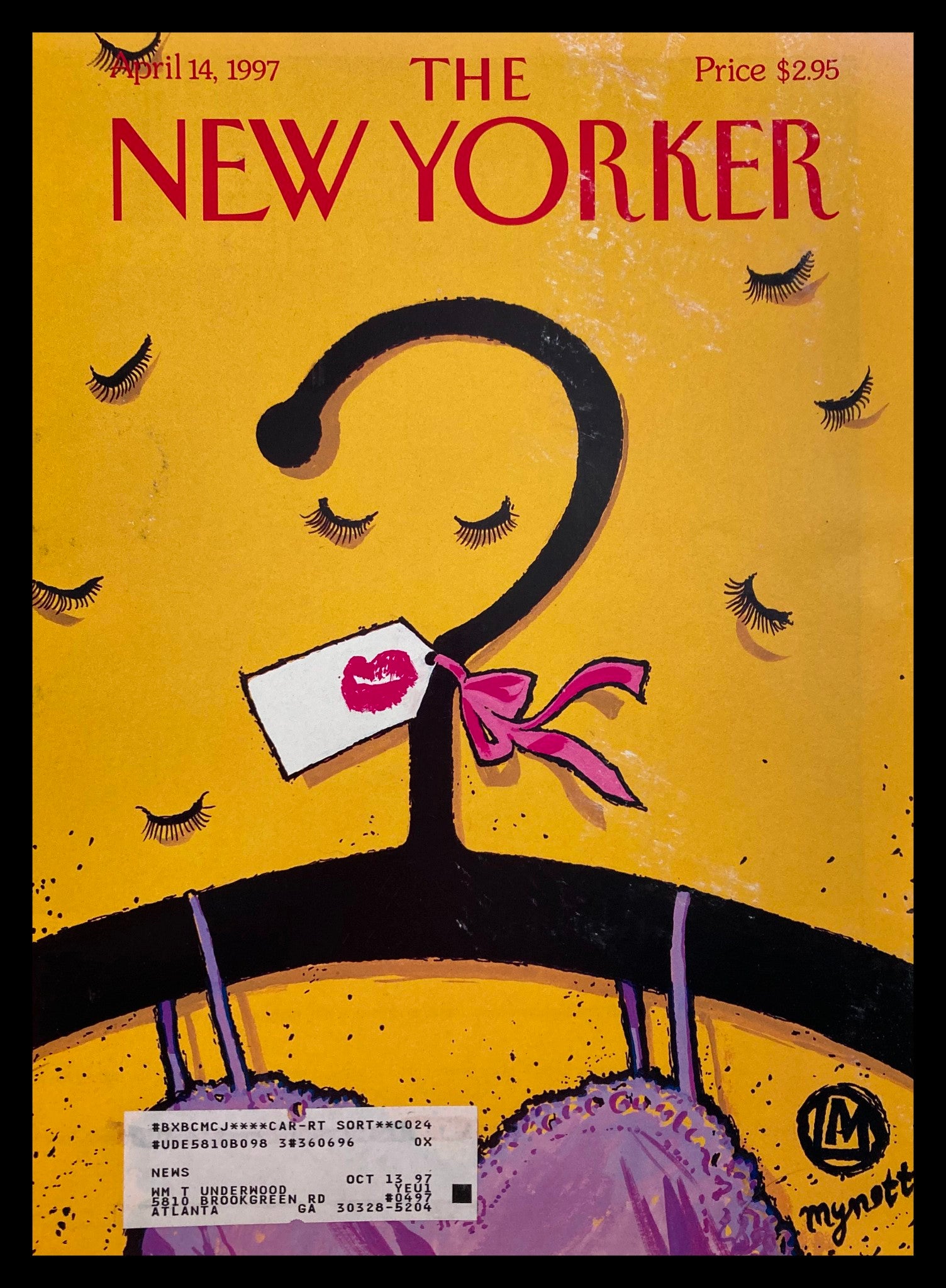 COVER ONLY The New Yorker April 14 1997 Fashion Hangup by Lawrence Mynott