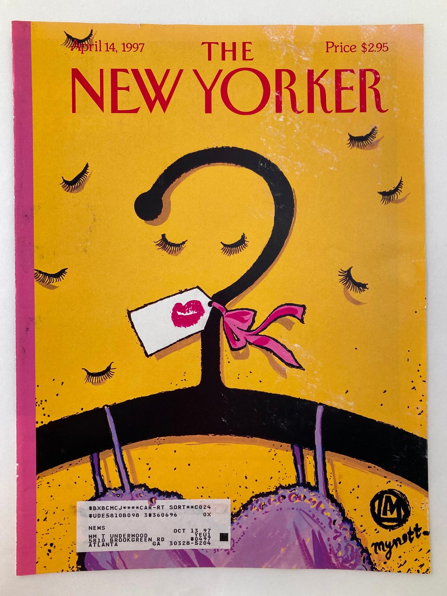 COVER ONLY The New Yorker April 14 1997 Fashion Hangup by Lawrence Mynott