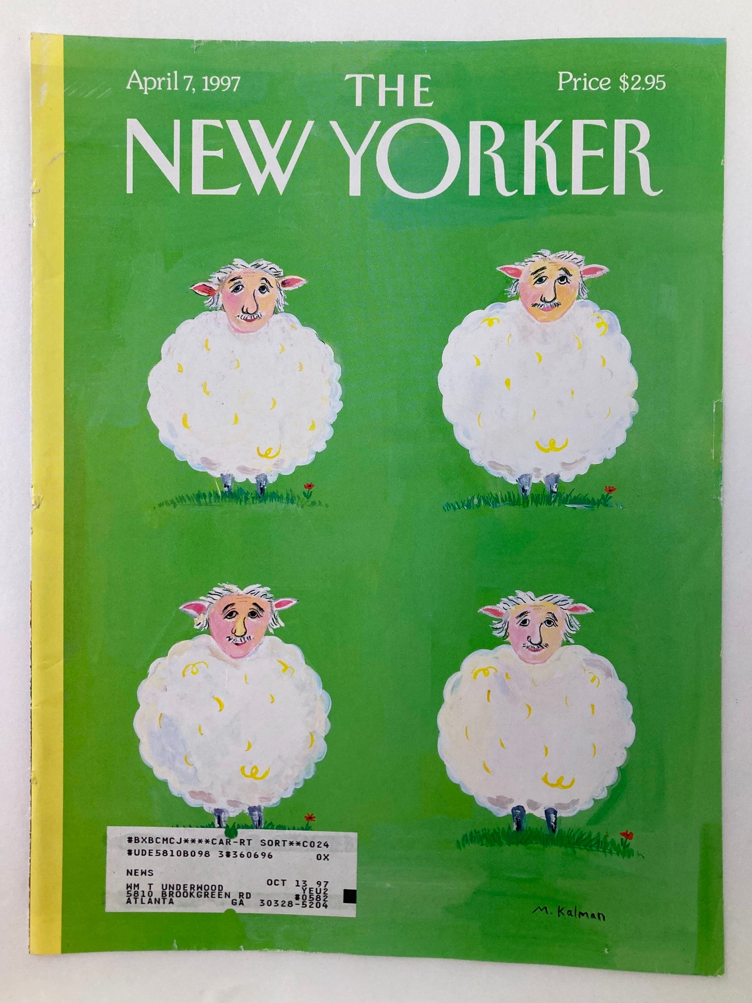 COVER ONLY The New Yorker April 7 1997 Einstein, Zwestein, Dreistein by Kalman