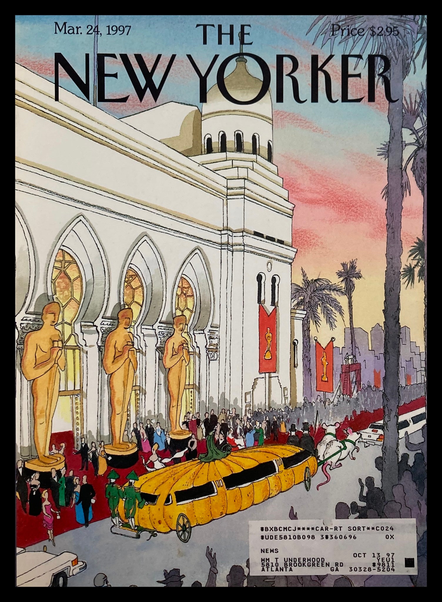 COVER ONLY The New Yorker March 24 1997 The Big Night Oscars by Lawrence Mynott