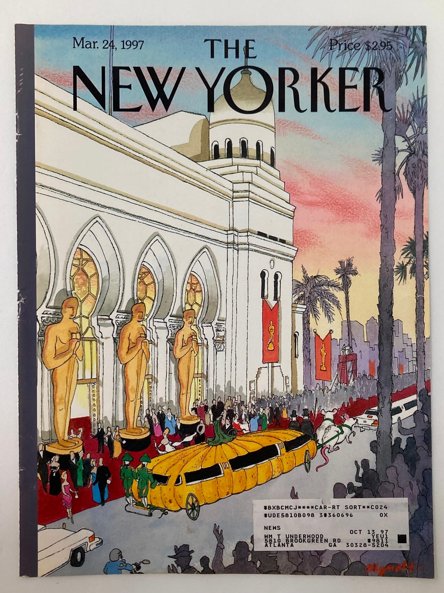 COVER ONLY The New Yorker March 24 1997 The Big Night Oscars by Lawrence Mynott