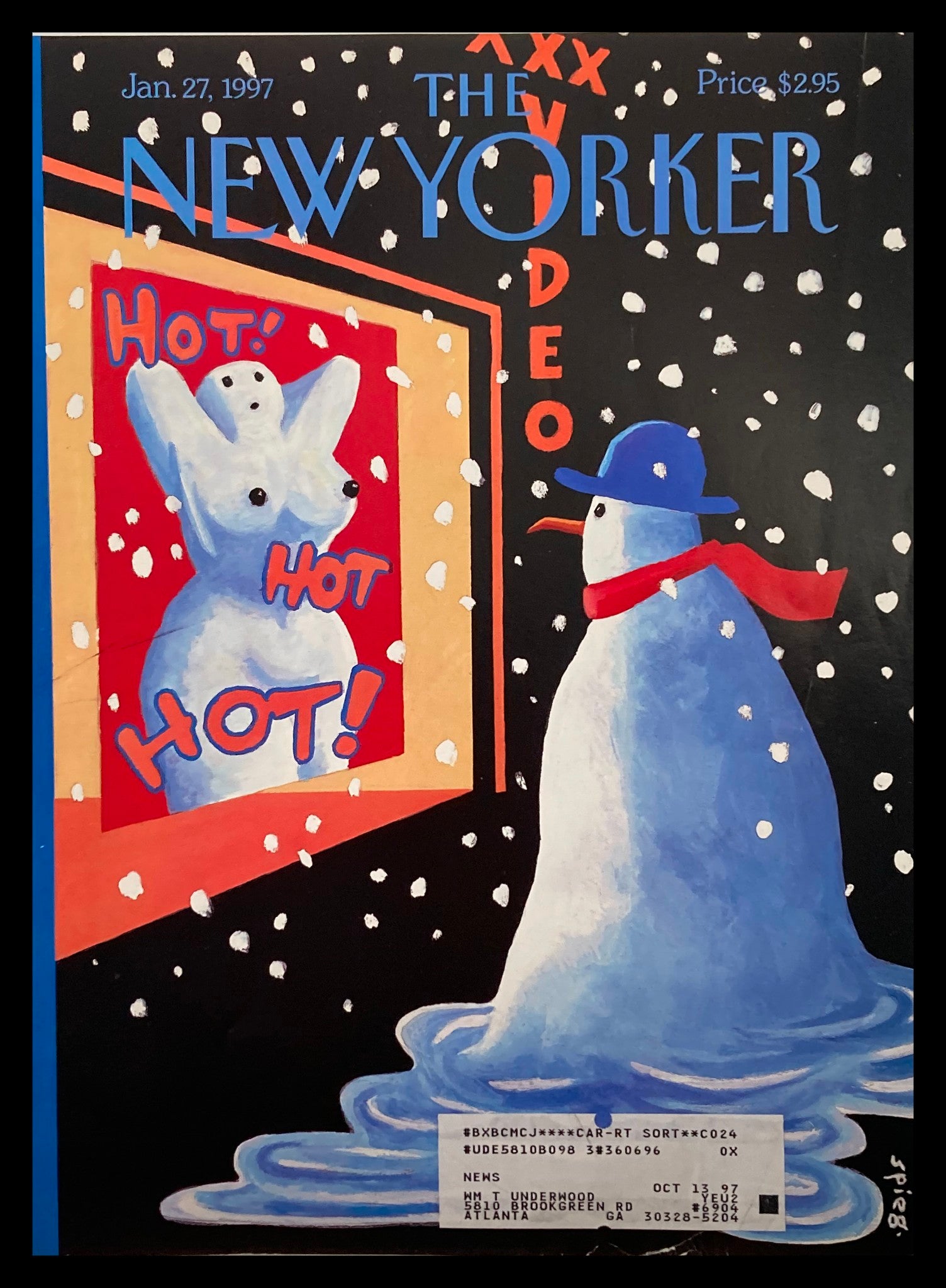 COVER ONLY The New Yorker January 27 1997 Hot, Hot, Hot by Art Spiegelman