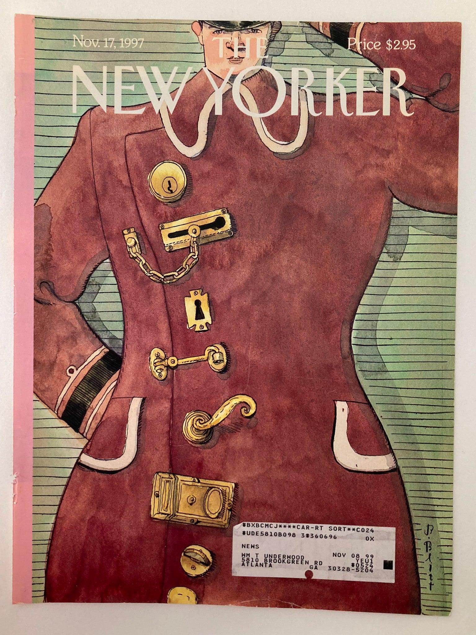 COVER ONLY The New Yorker November 17 1997 Locked Up by Barry Blitt