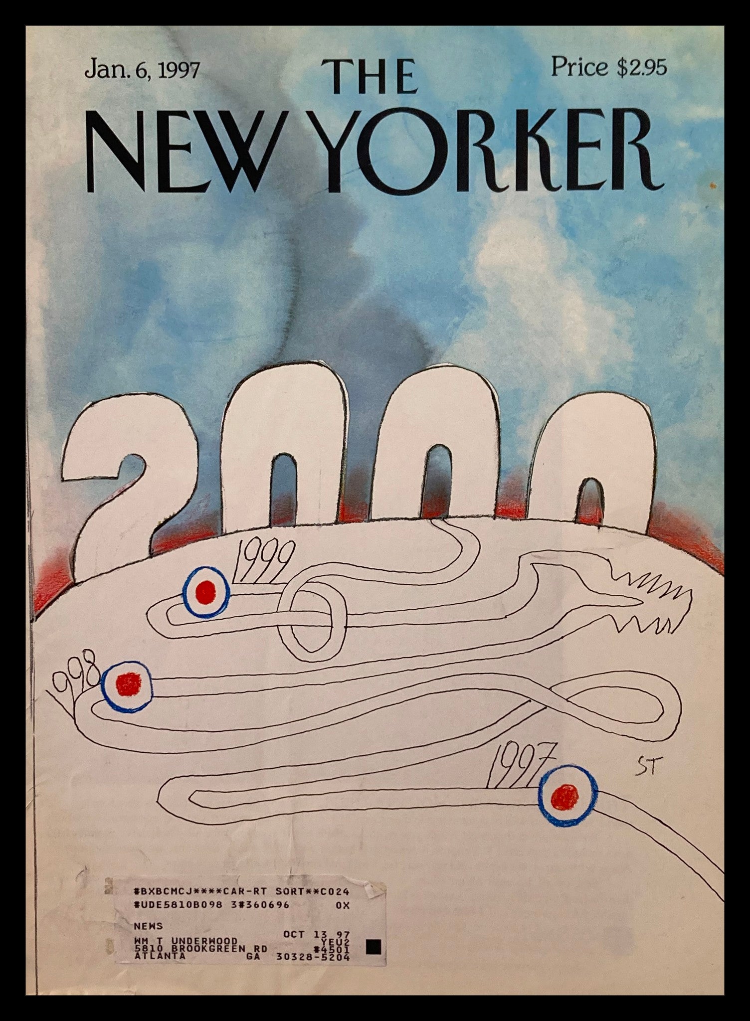 COVER ONLY The New Yorker January 6 1997 2000 Another Year by Saul Steinberg