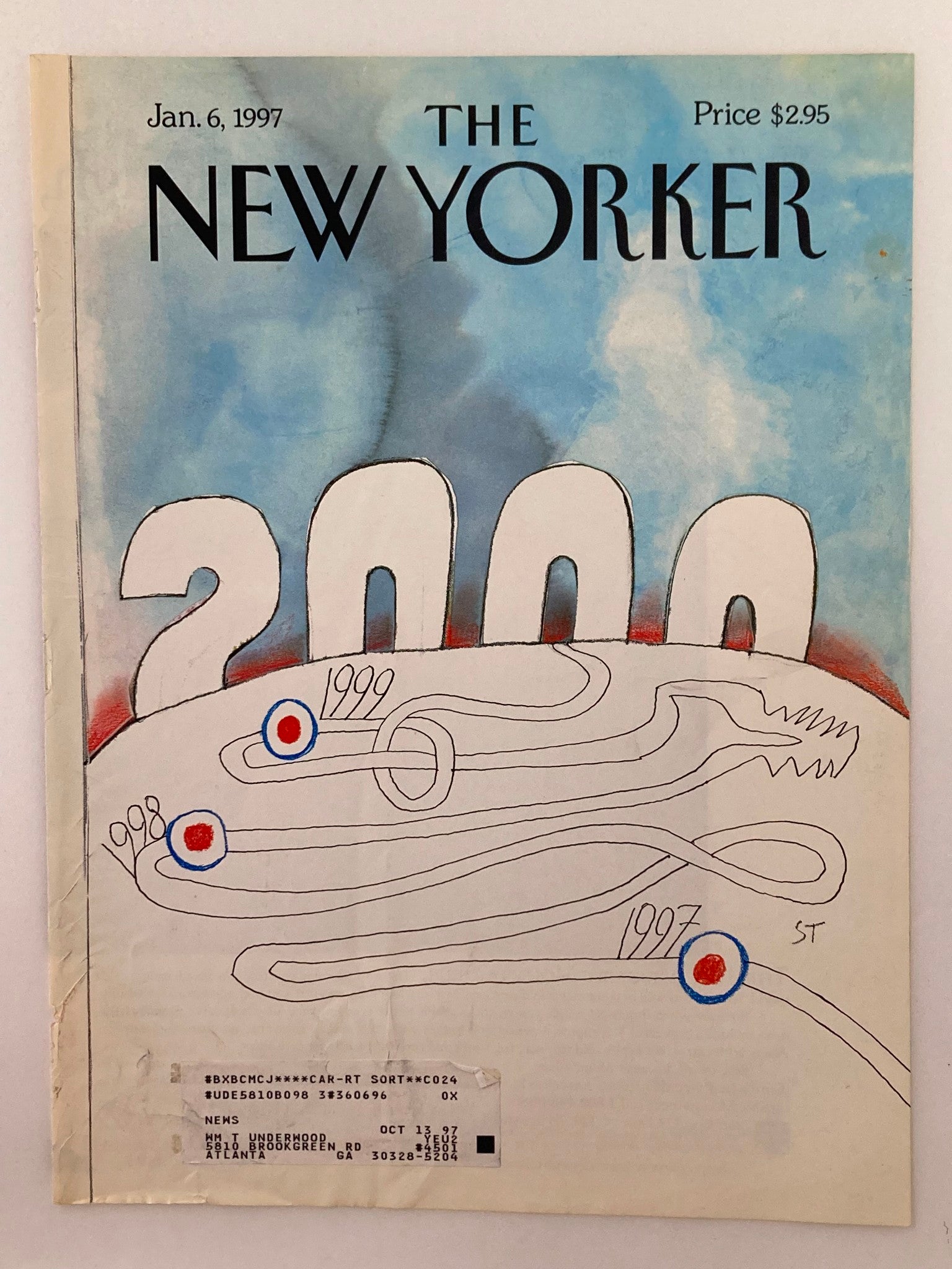 COVER ONLY The New Yorker January 6 1997 2000 Another Year by Saul Steinberg