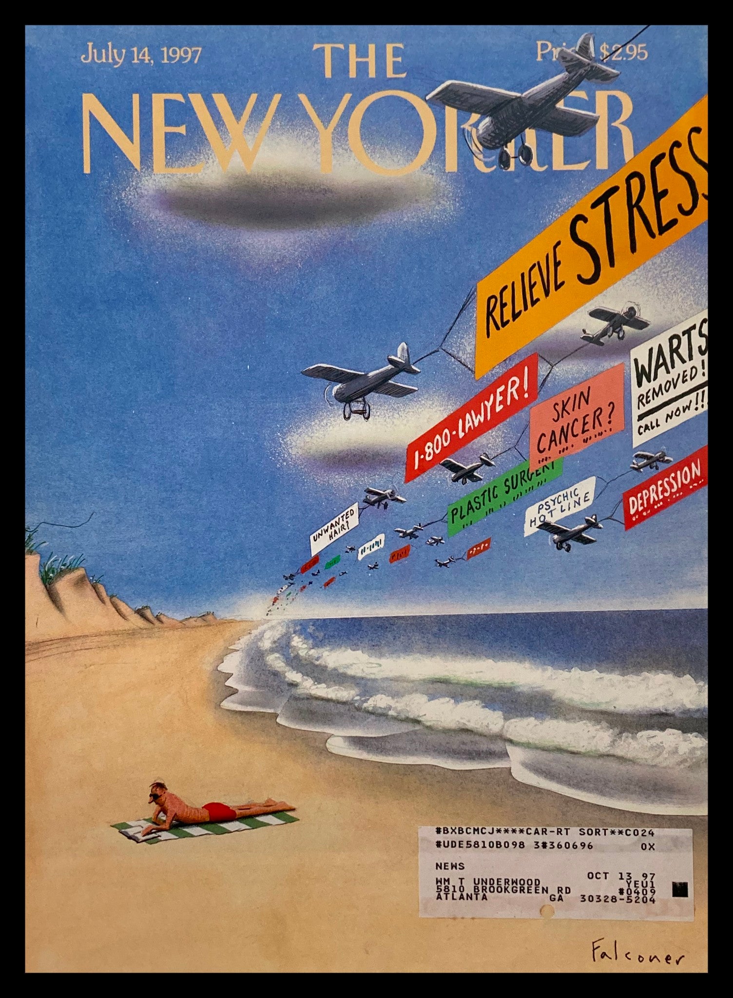 COVER ONLY The New Yorker July 14 1997 Going Away From It All by Ian Falconer