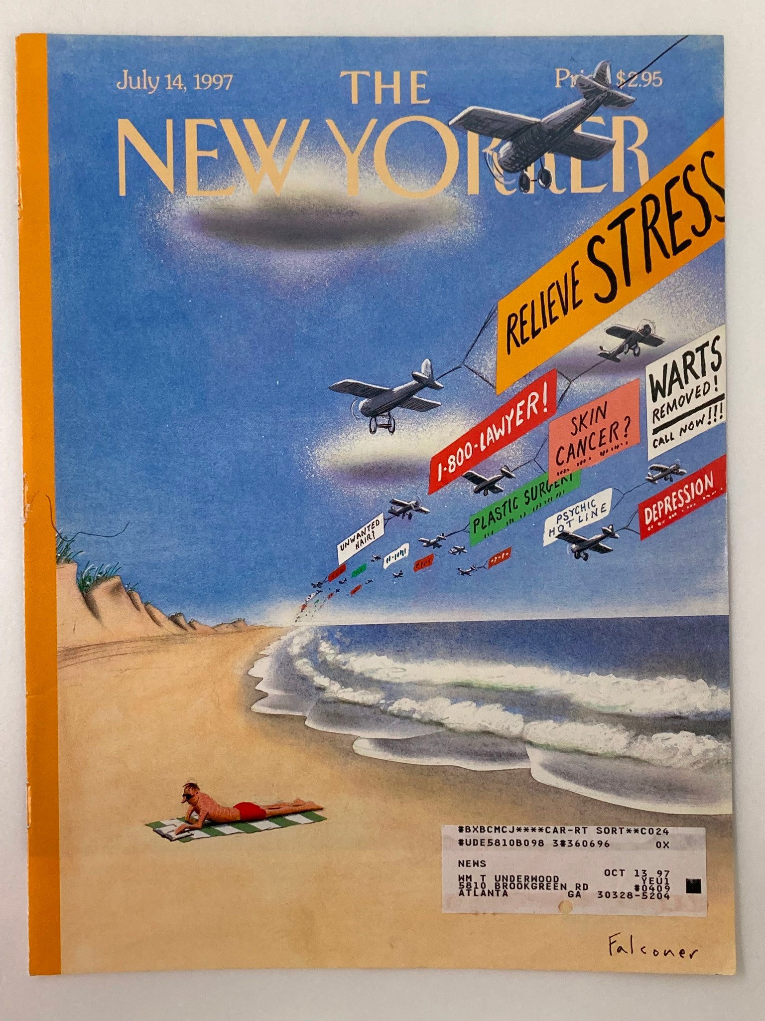 COVER ONLY The New Yorker July 14 1997 Going Away From It All by Ian Falconer