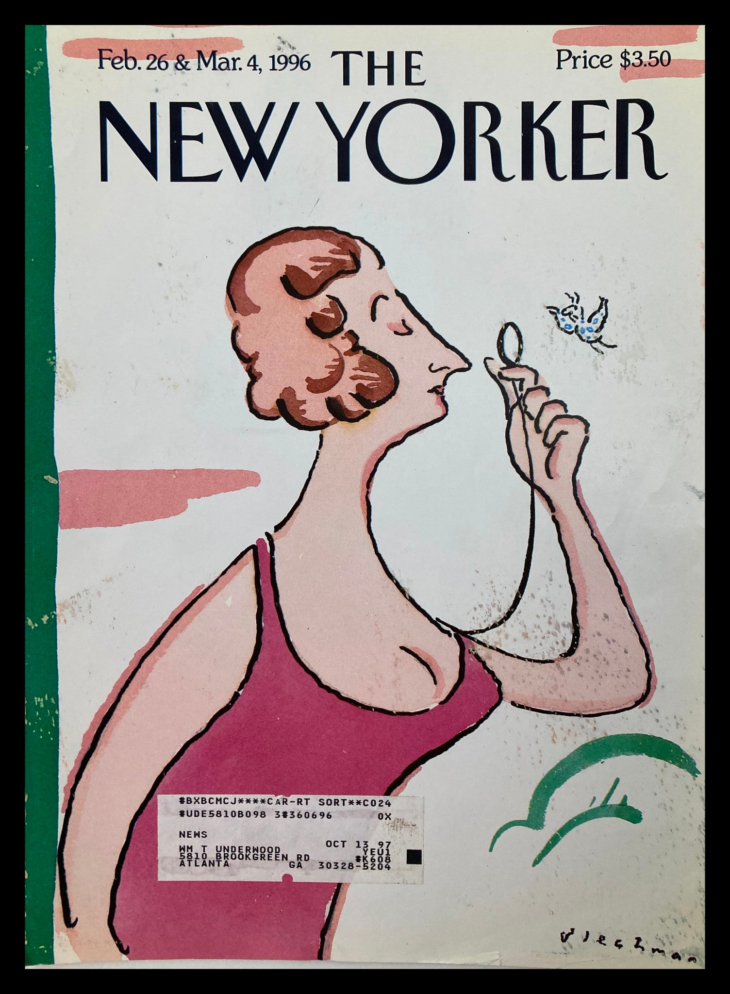 COVER ONLY The New Yorker February 26 1996 Eustacia Tilley by R.O. Blechman