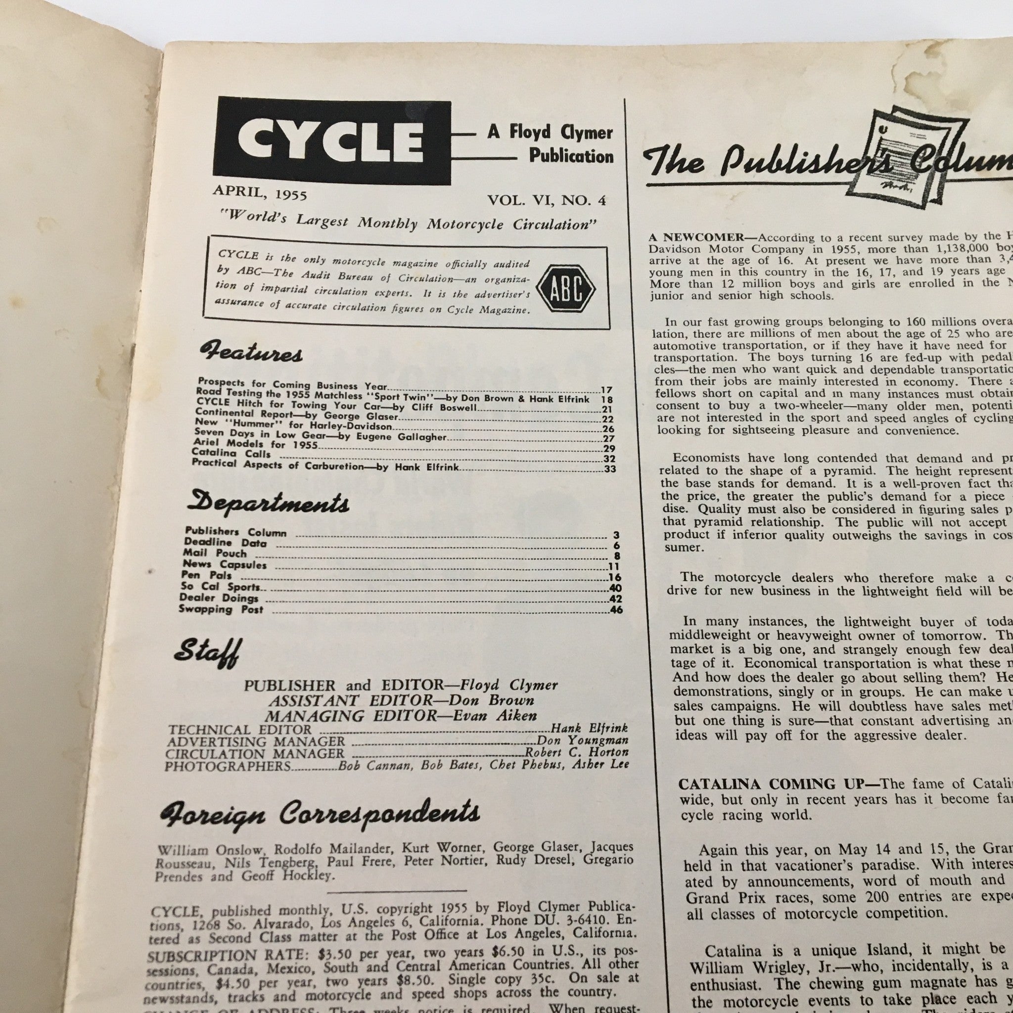 VTG Cycle Magazine April 1955 Technical Aspects of Carburetion No Label