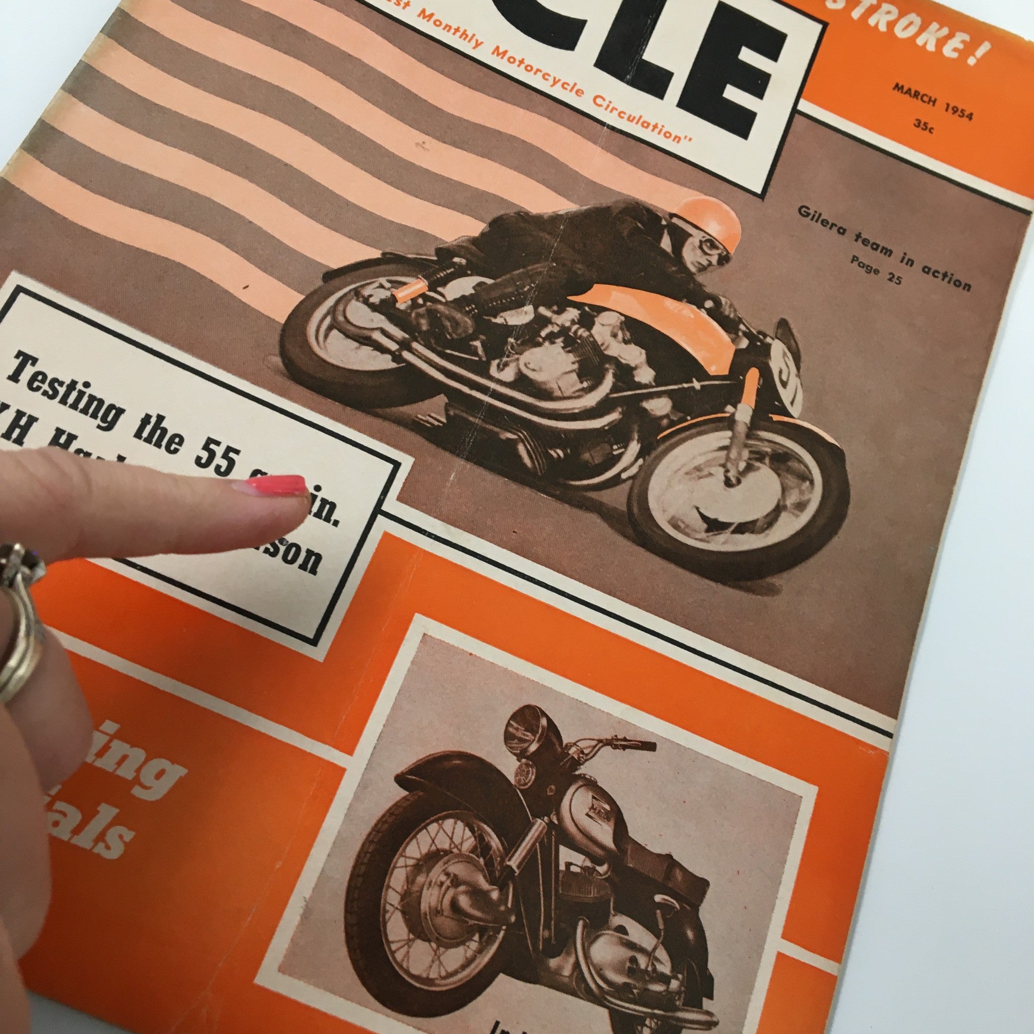 VTG Cycle Magazine March 1954 Gilera Team in Action & Industry Parade No Label