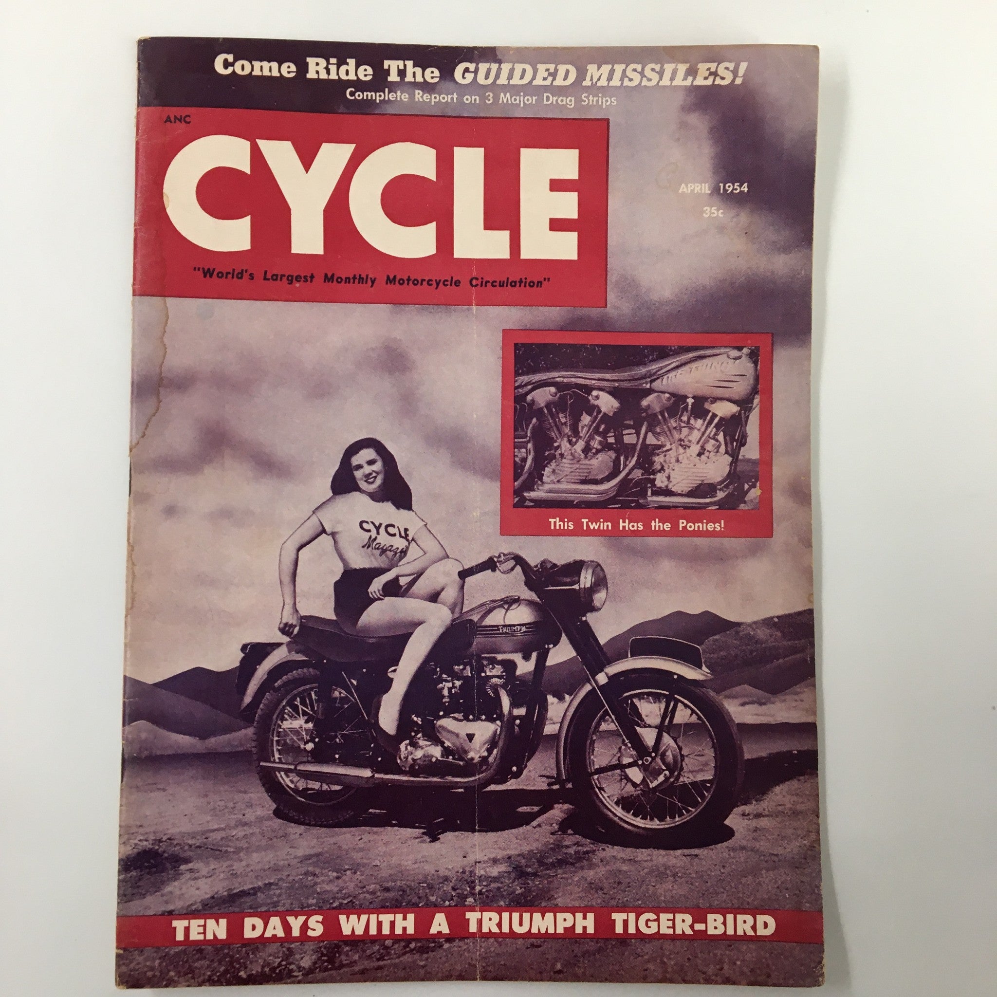 VTG Cycle Magazine April 1954 Ten Days with a Triumph Tiger-Bird No Label