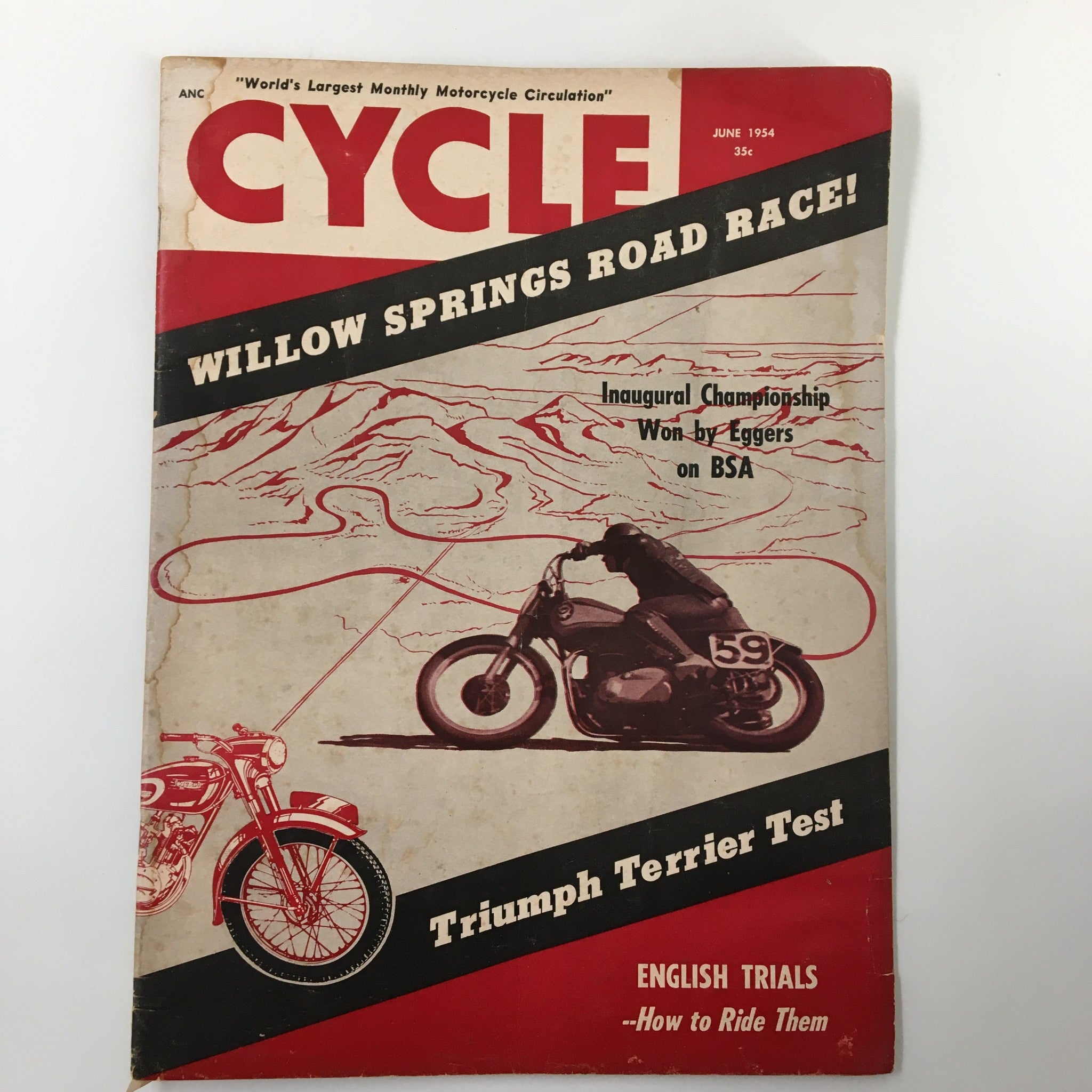 VTG Cycle Magazine June 1954 English Trials and How To Ride Them No Label