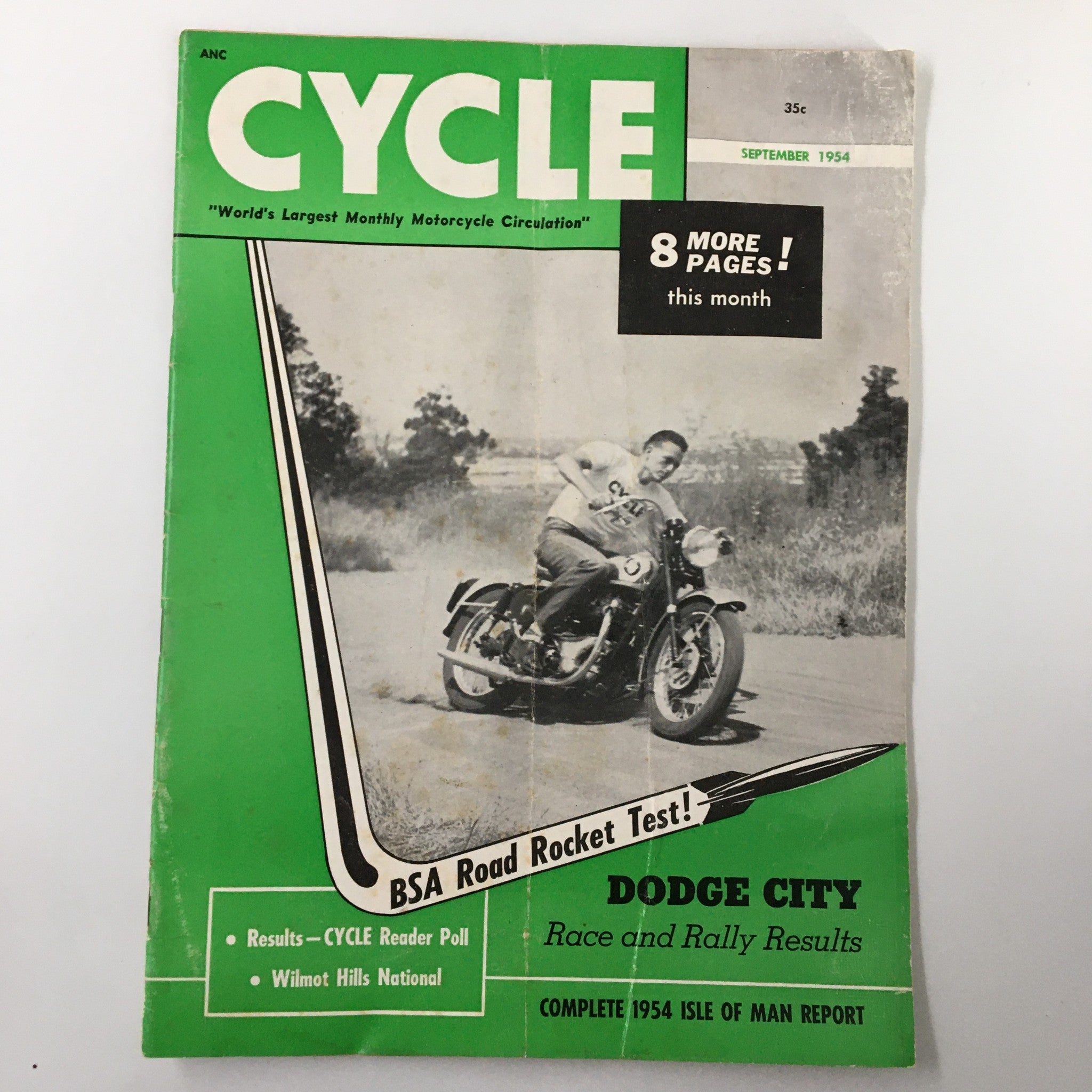 VTG Cycle Magazine September 1954 Dodge City Race and Rally Results No Label