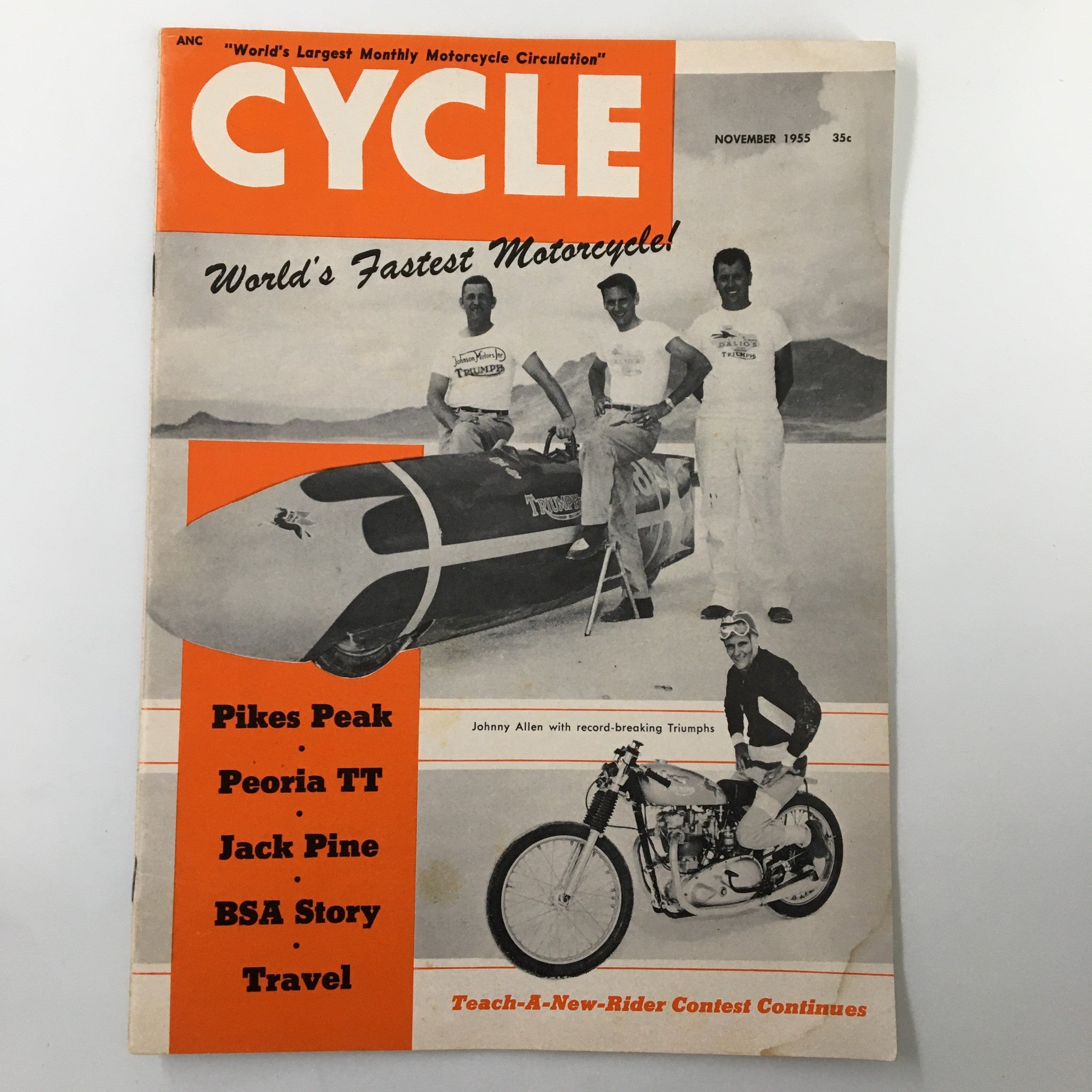 VTG Cycle Magazine November 1955 Johnny Allen Record-Breaking Triumphs No Label